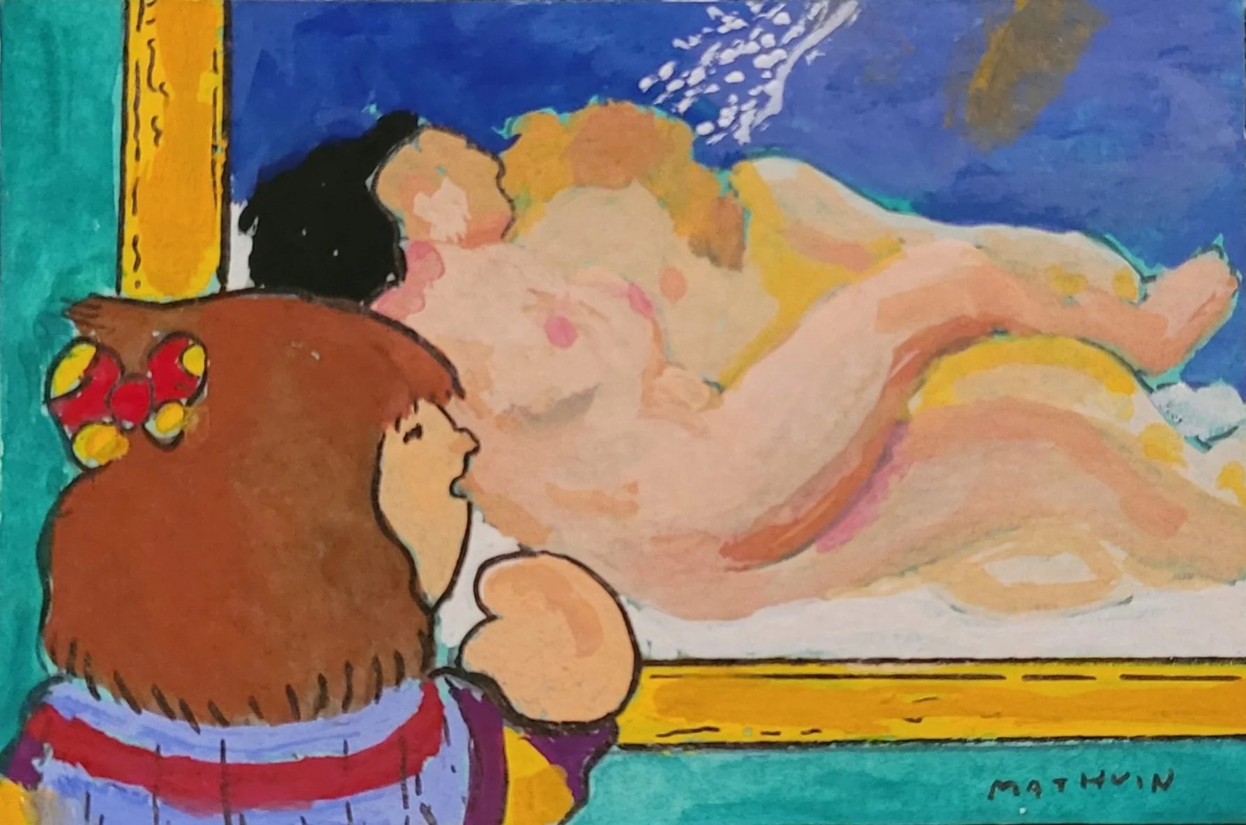 Looking at the Courbet (2023, Gouache, 2.5x3)