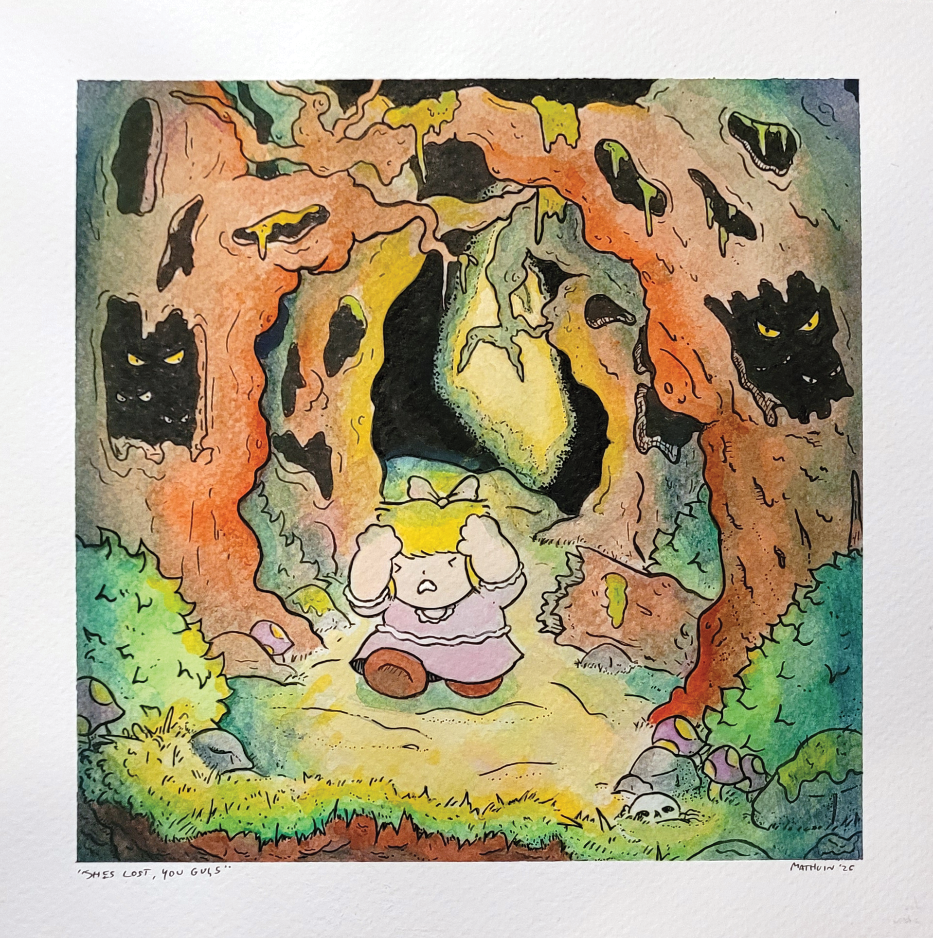 She's Lost, You Guys (2025, 8x8, Gouache)