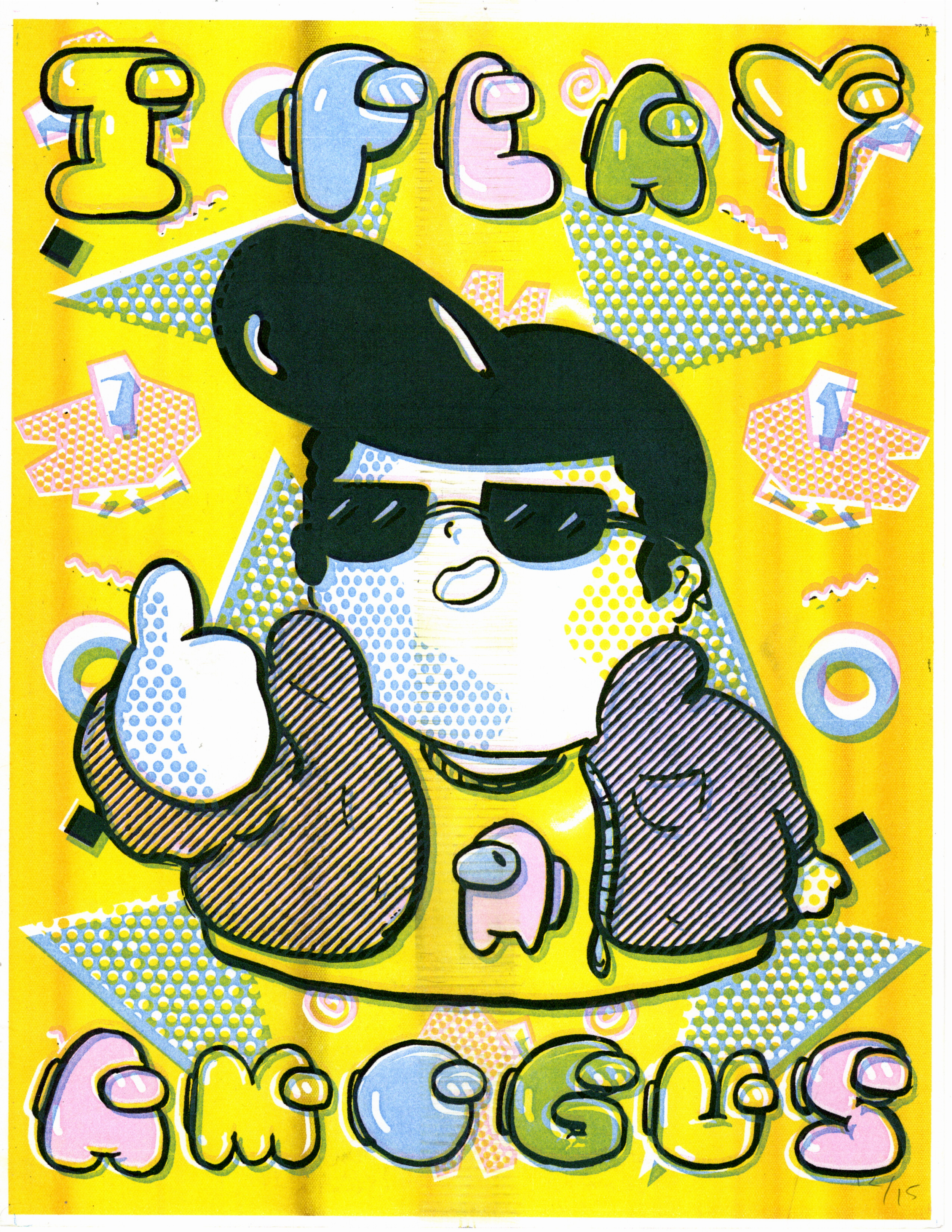 I Play Amogus (2021, 8.5x11, Risograph) - CMYK Printing