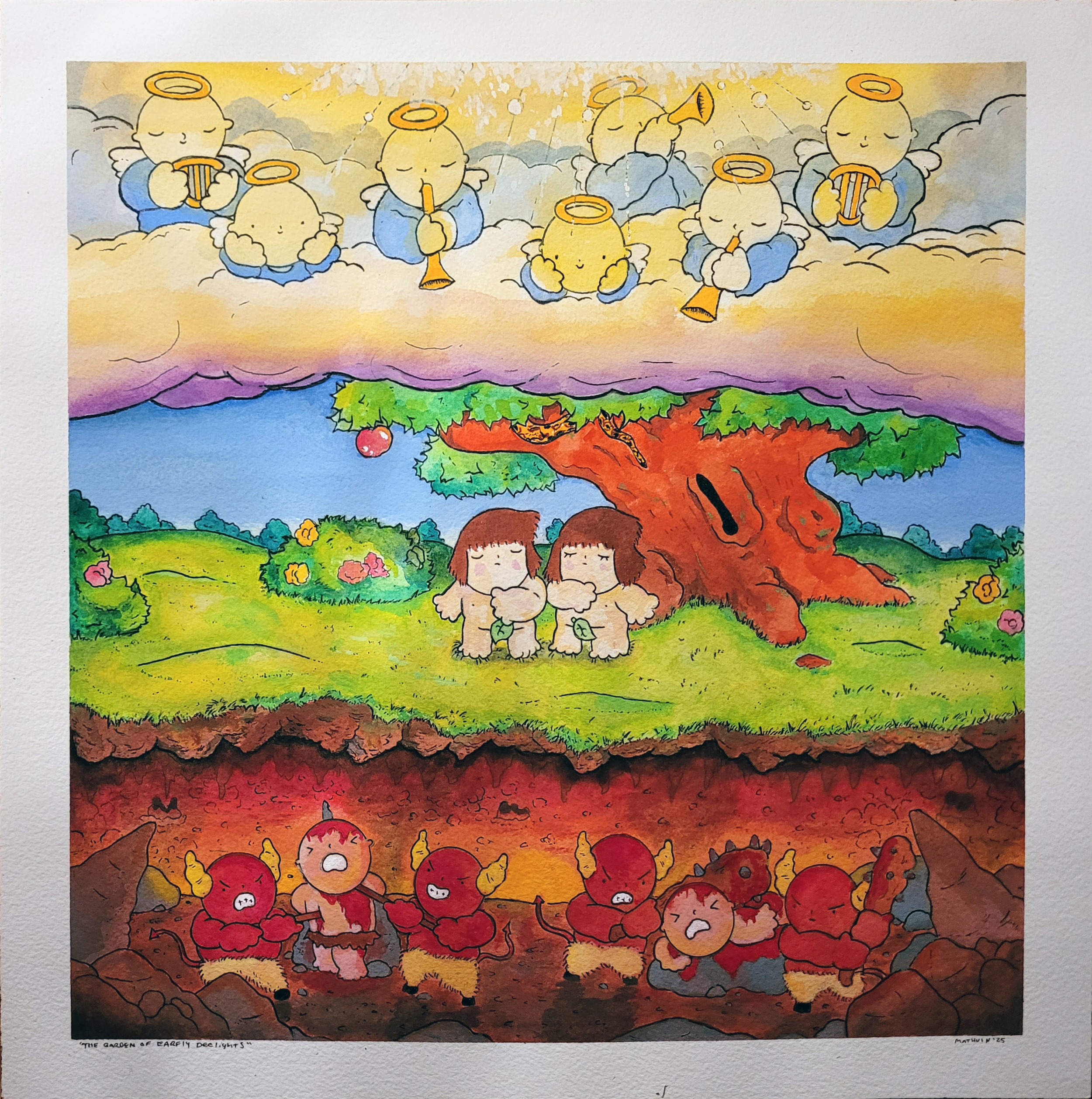 The Garden of Earfly Deelights (2025, 12x12, Gouache)