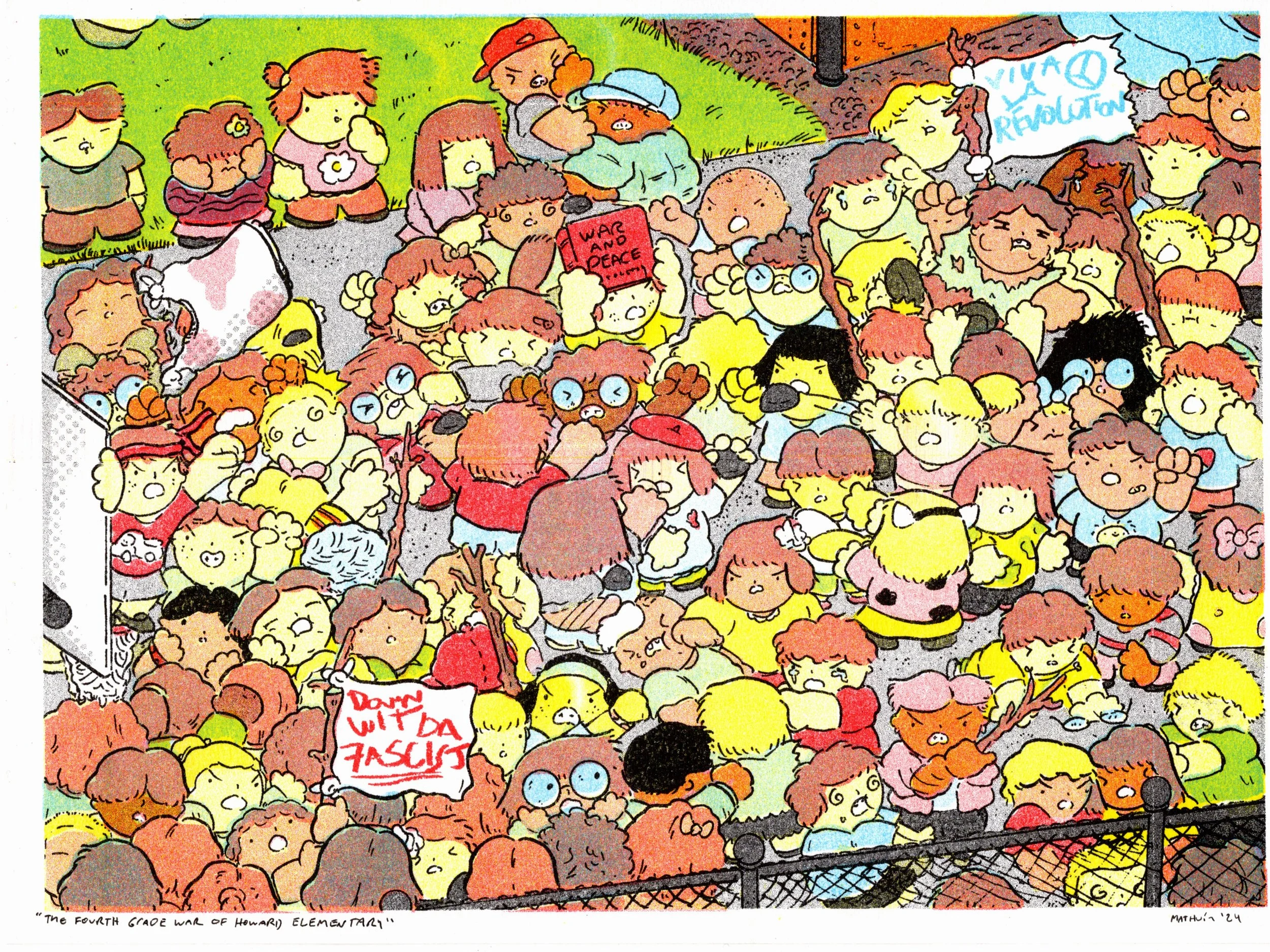 The Fourth Grade War of Howard Elementary (2024, 9x12, Risograph) - CMYK Printing