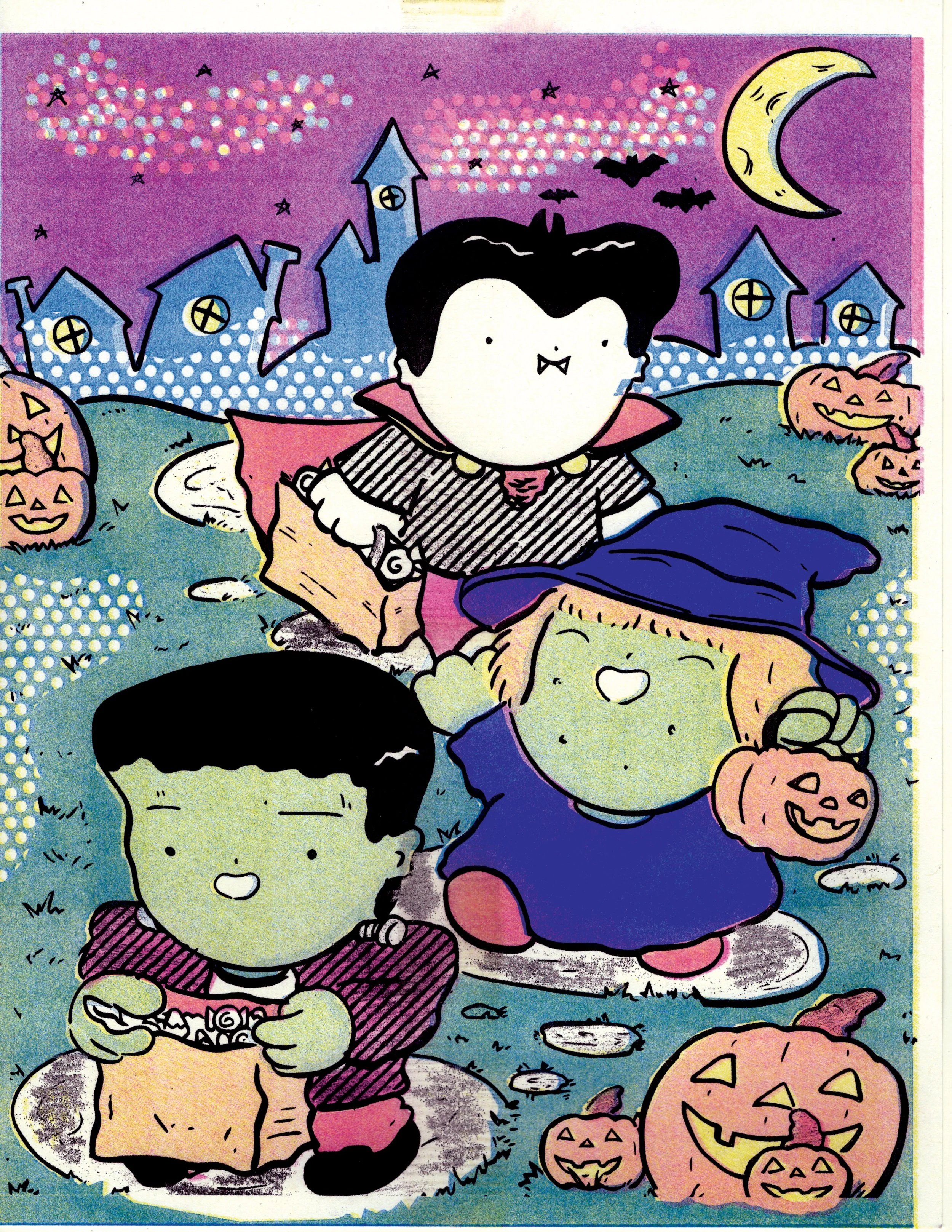 Trick or Treatin' (2021, 8.5x11, Risograph) - CMYK Printing