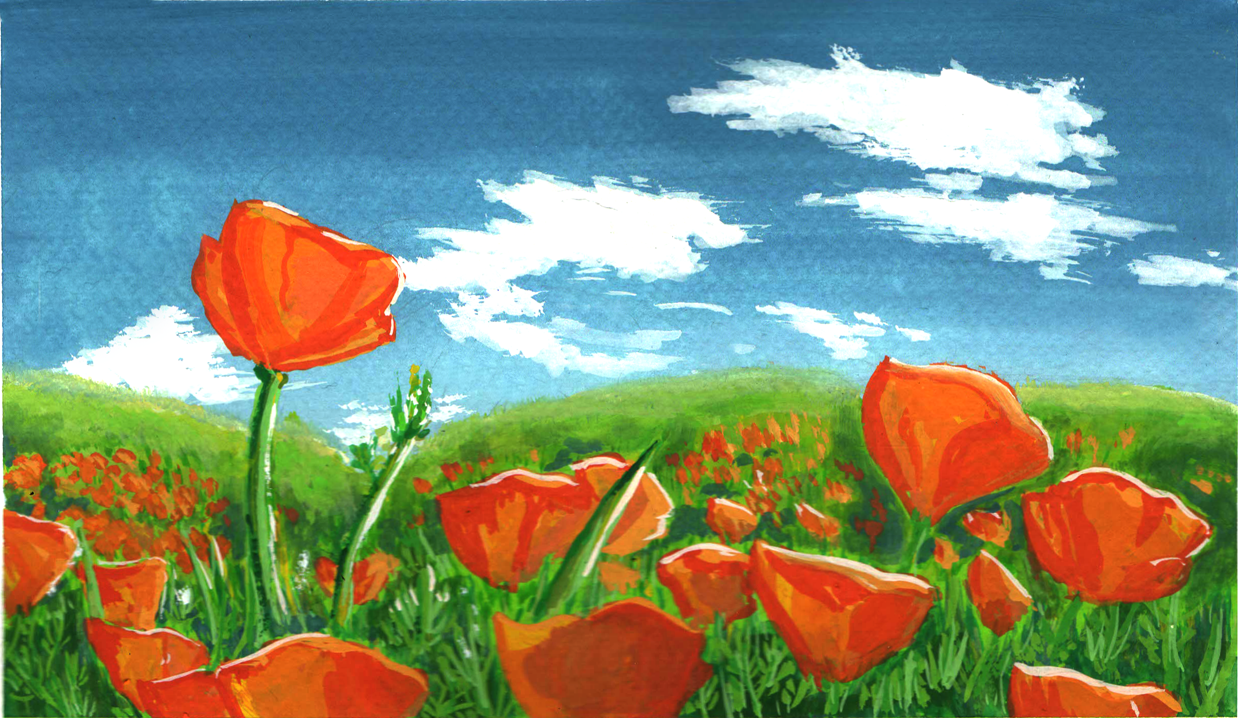 Poppies (2023, Gouache, 7.5x11)