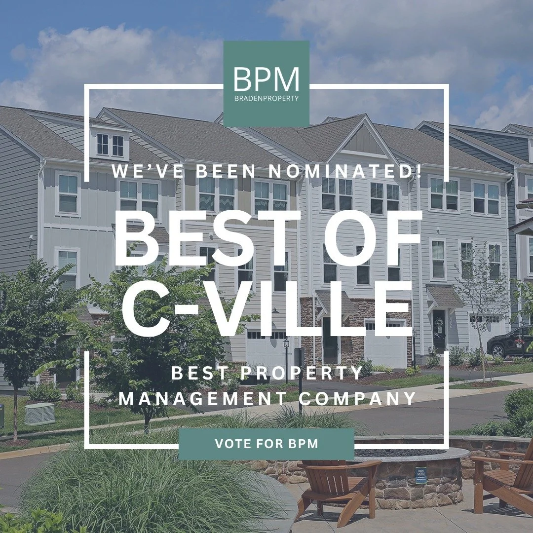 Charlottesville - THANK YOU for nominating Braden Property for Best of C-VILLE 2026! 🎉
We&rsquo;re excited to be a finalist in the Property Manager category.

If you&rsquo;ve been part of our journey, we&rsquo;d truly appreciate your support in the 