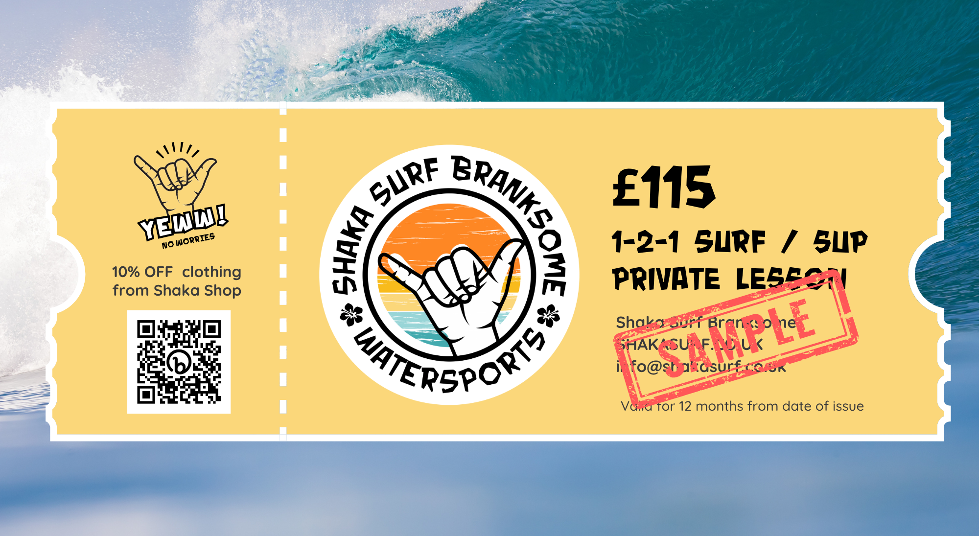 Private Surf/SUP  1-2-1  lesson gift voucher