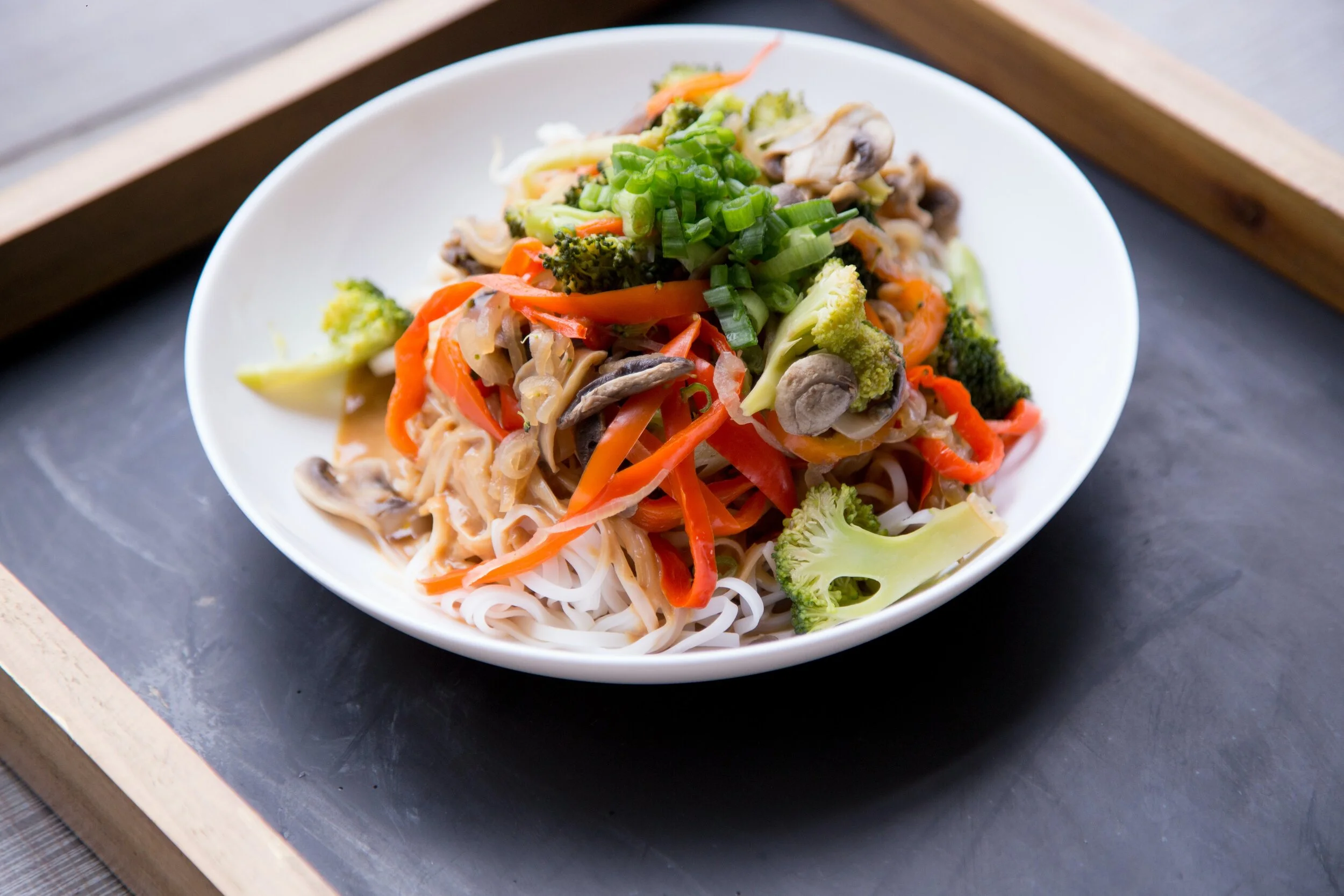 Rice Noodles with Broccoli & Bell Peppers