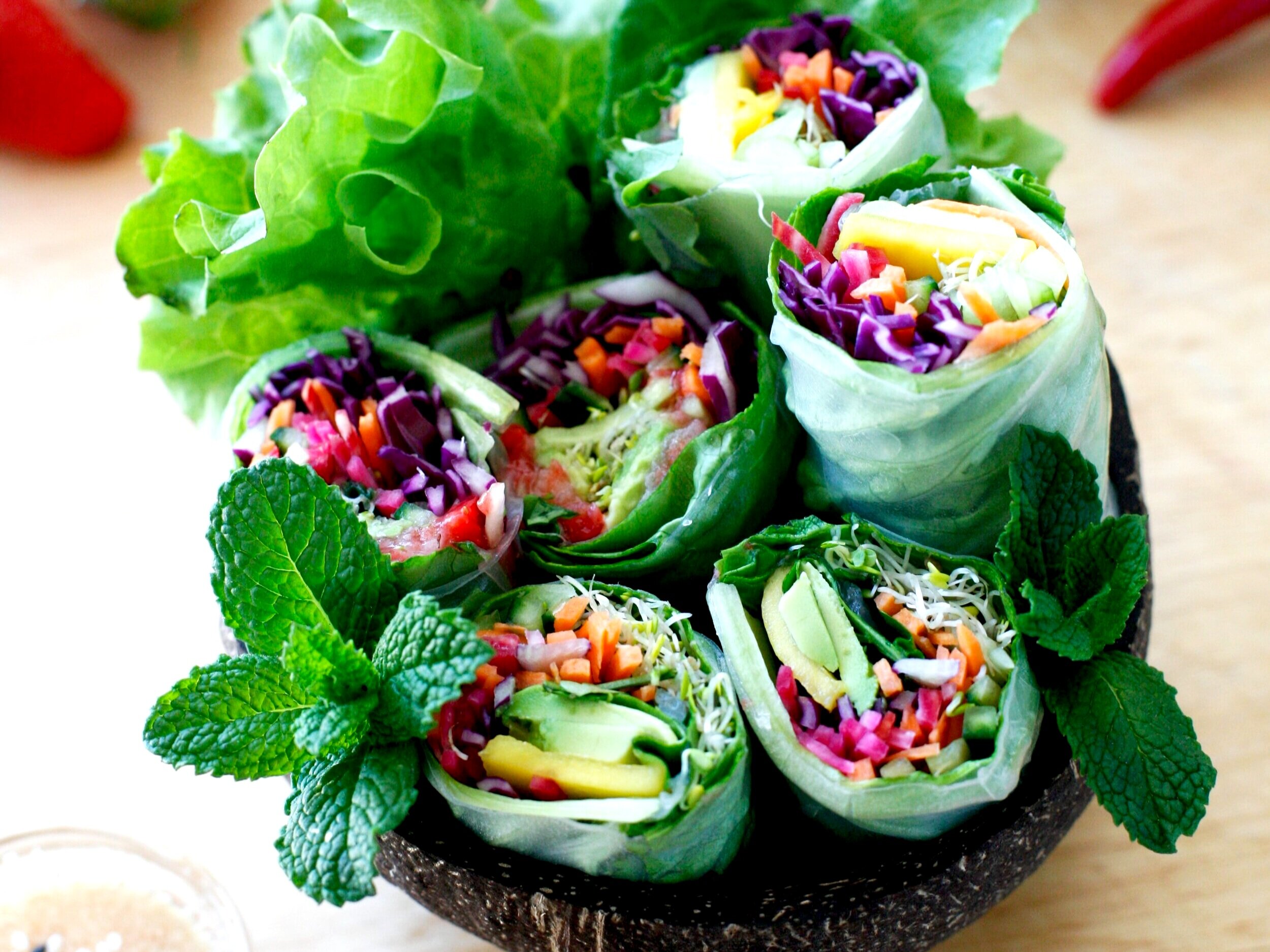 Veggie Rolls with Almond Butter Dip