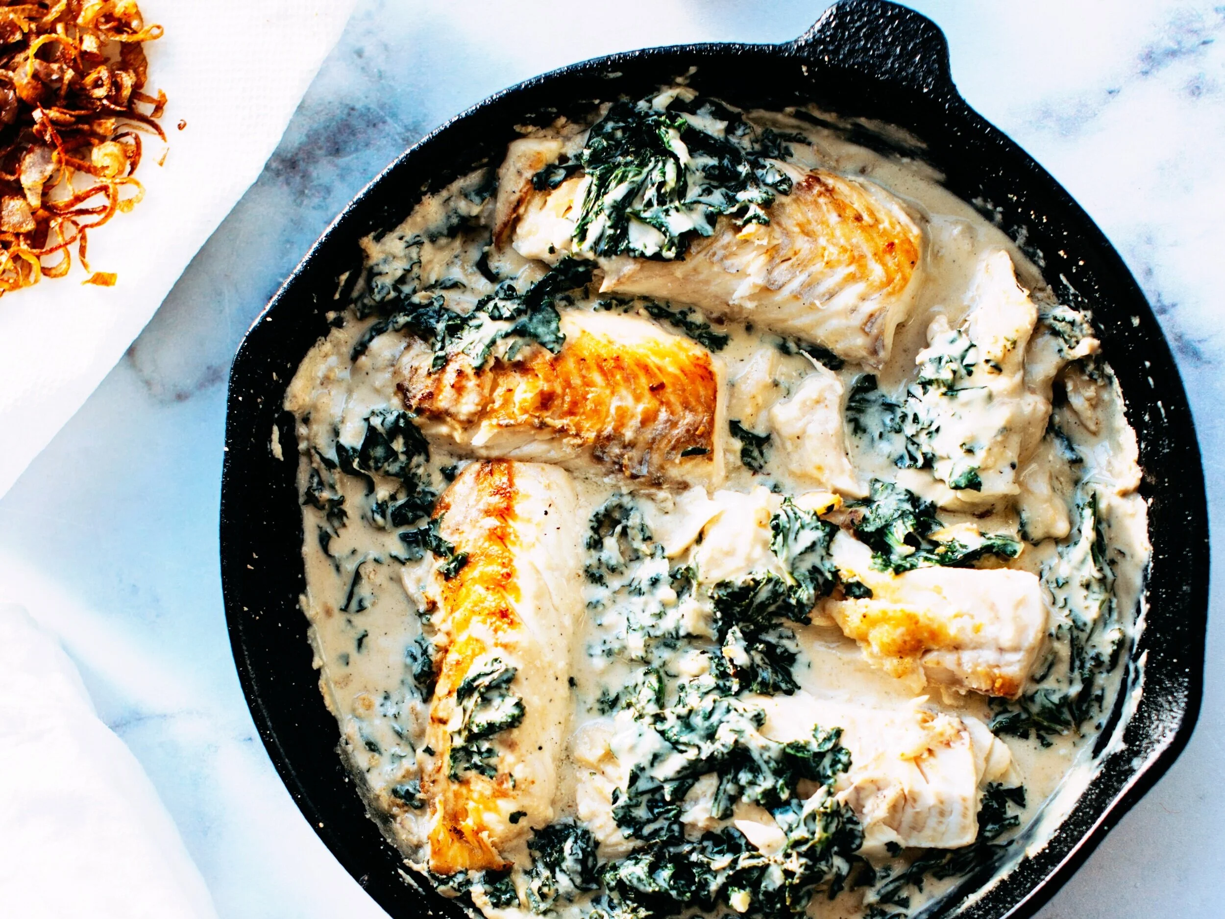 Coconut Cod with Spinach & Rice