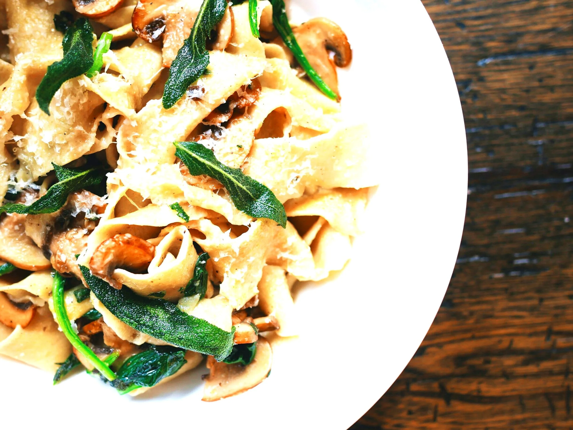Tagliatelle with Spinach & Mushrooms