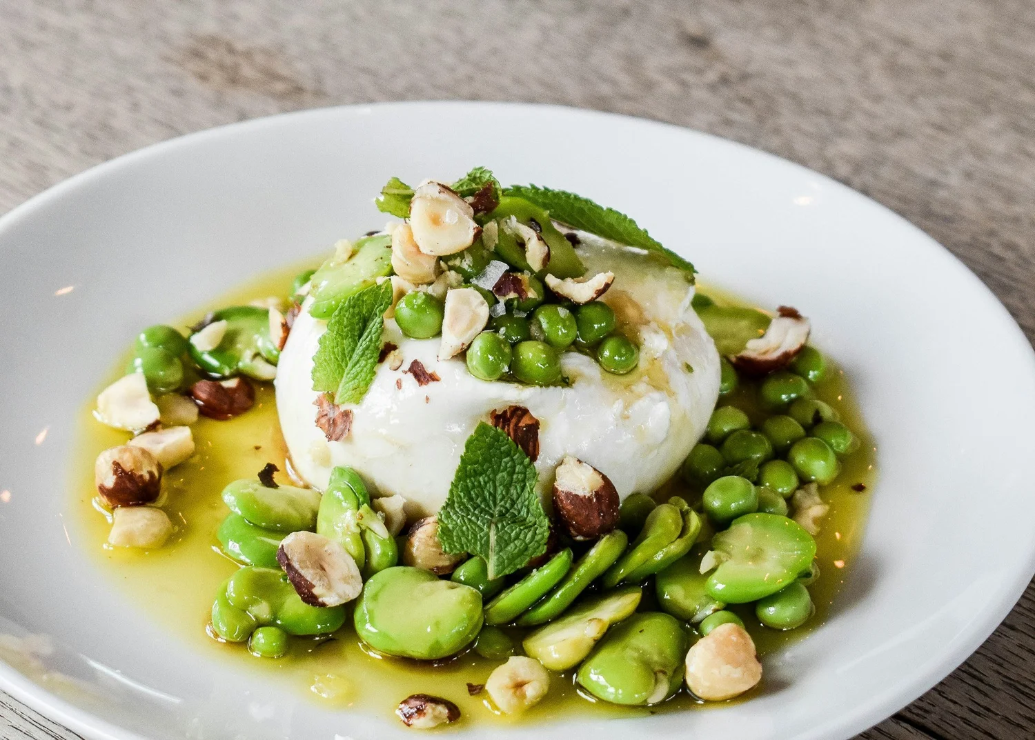 Pea, Broad Bean and Mint Salad with Burrata Pea, Broad Bean and Mint Salad with Burrata