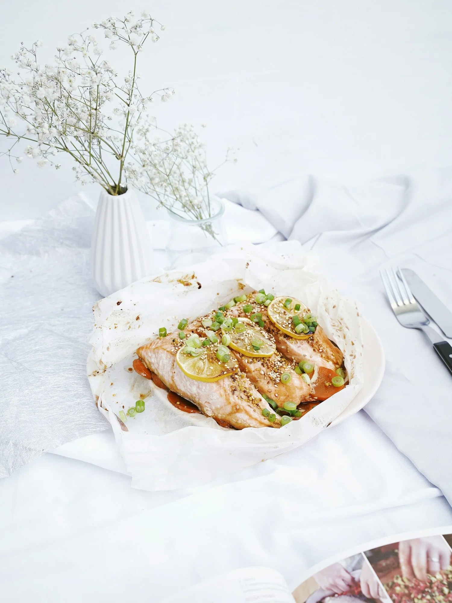 Salmon Baked in Parchment with Lemon, Herbs and New Potatoes Salmon Baked in Parchment with Lemon, Herbs and New Potatoes