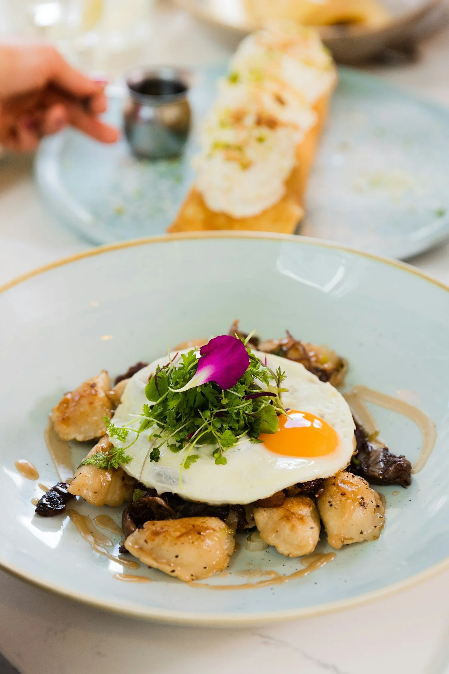 Leeks, Mushrooms and Chestnuts with a Fried Egg