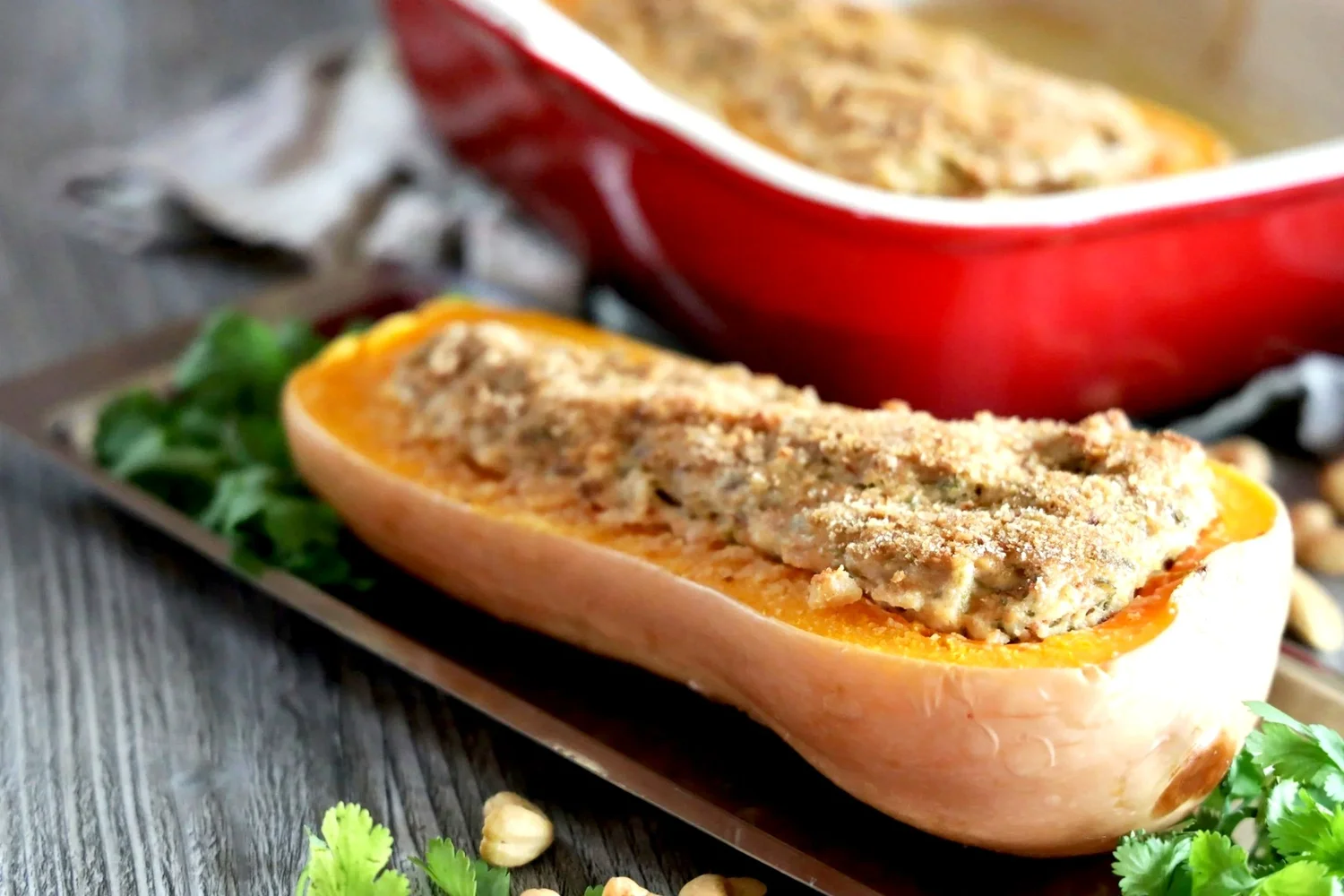 Stuffed Butternut Squash with Chickpeas, Cèpes and Hazelnuts Stuffed Butternut Squash with Chickpeas, Cèpes and Hazelnuts