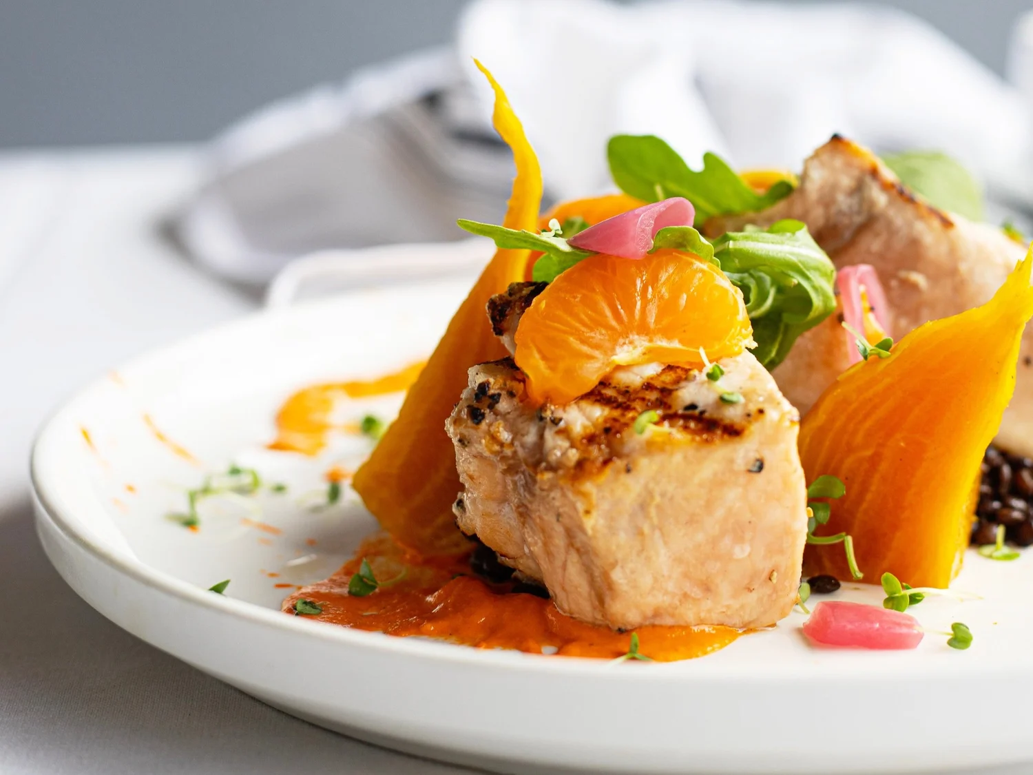 Cod with mandarin mushroom topping Cod with mandarin mushroom topping