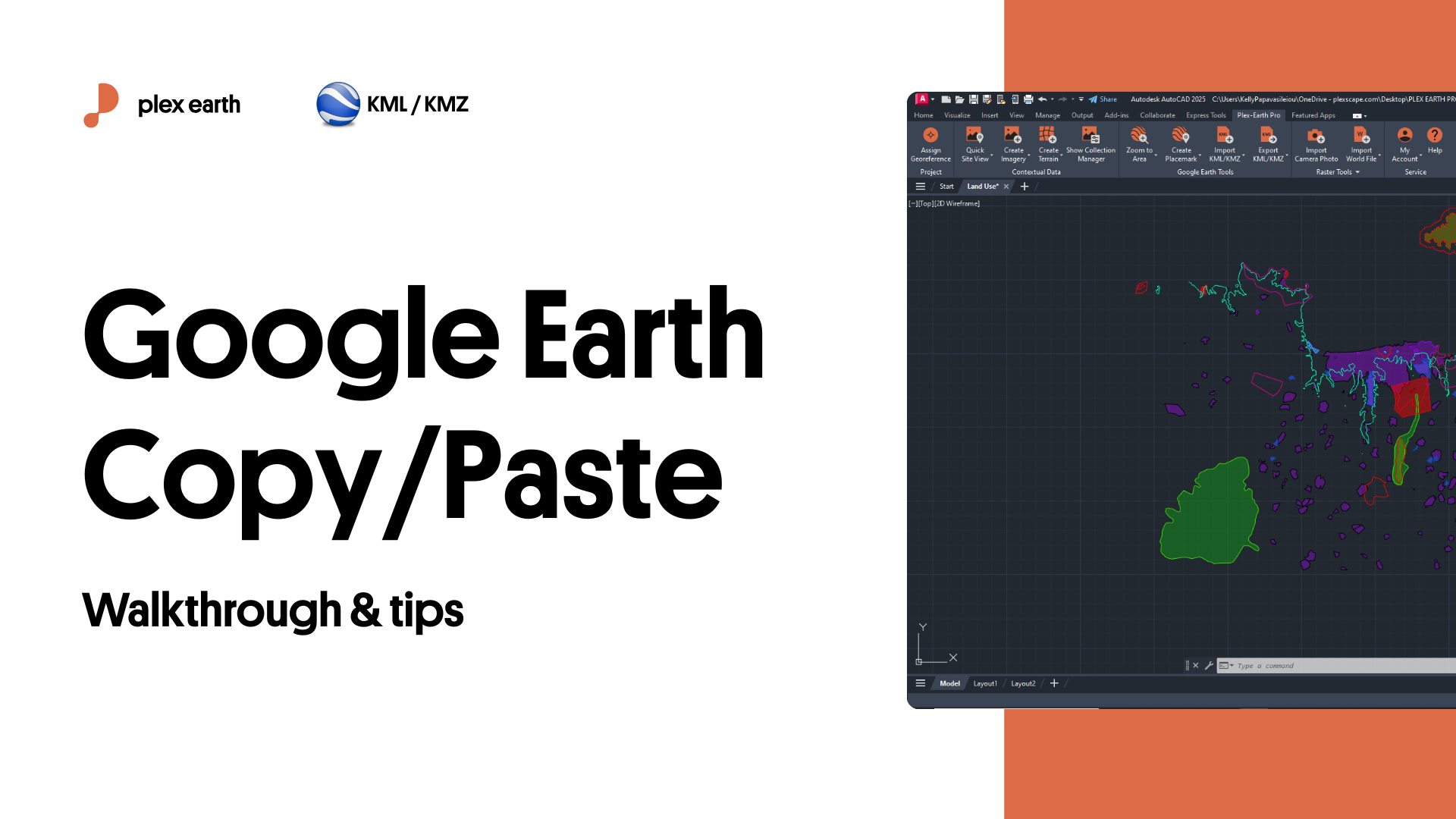 Copy/Paste from Google Earth to AutoCAD: Placemark, Path, Polygon