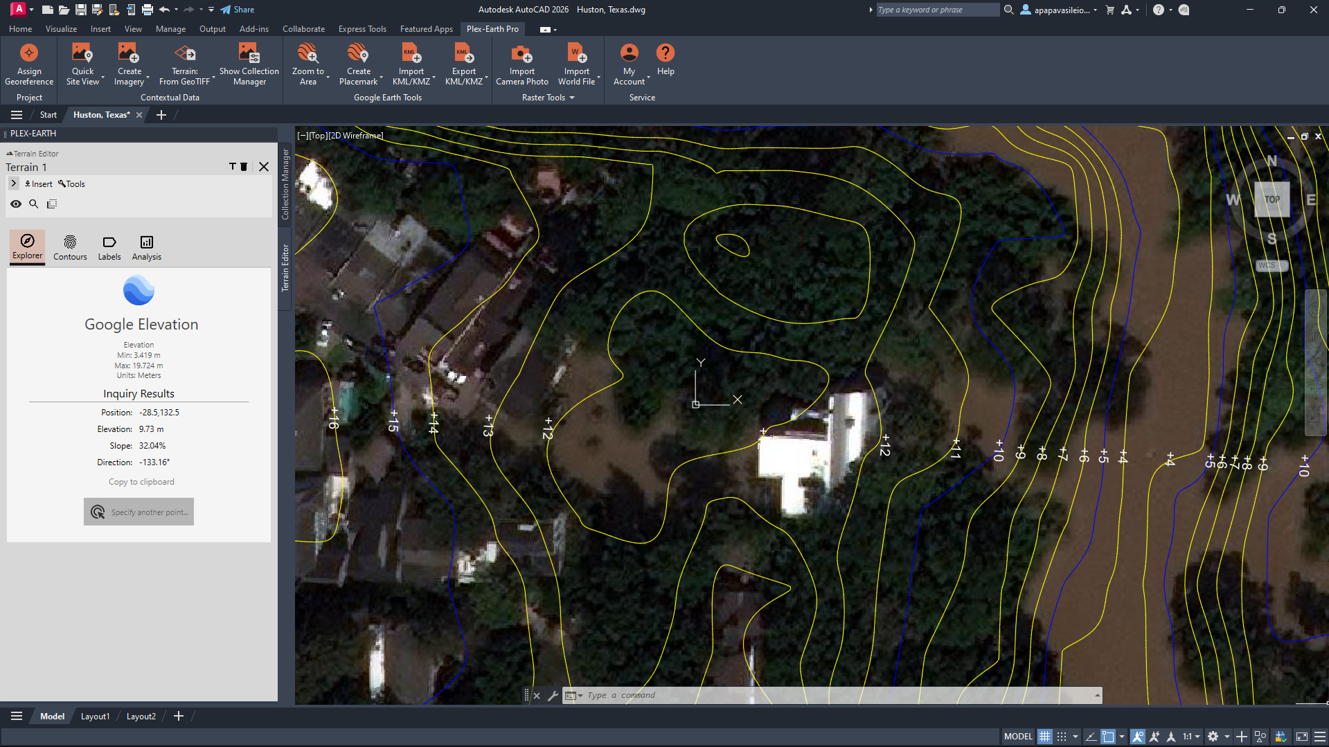Google Elevations Terrain in  CAD
