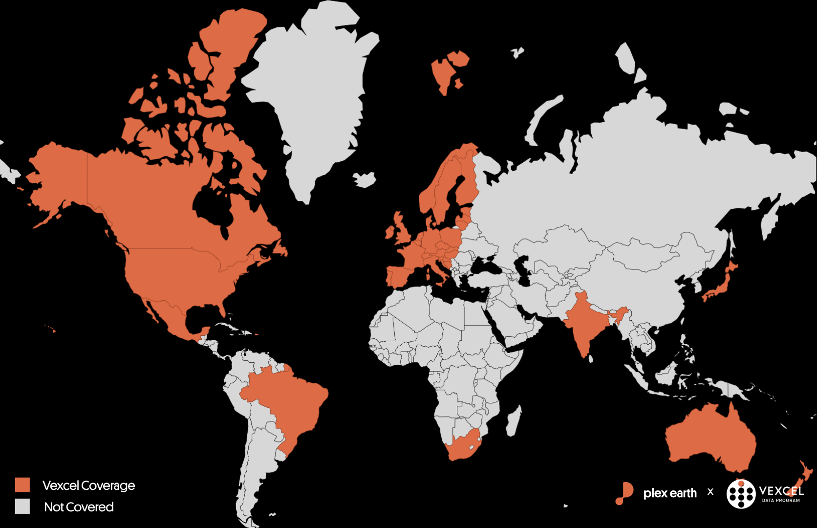 Vexcel Country Coverage Map by Plex-Earth