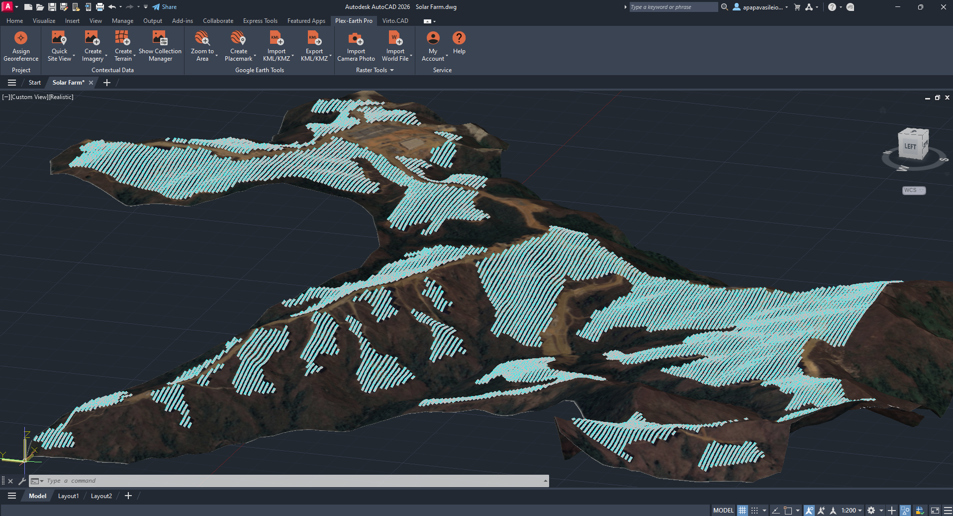 Google Elevations Terrain with solar panels snapped