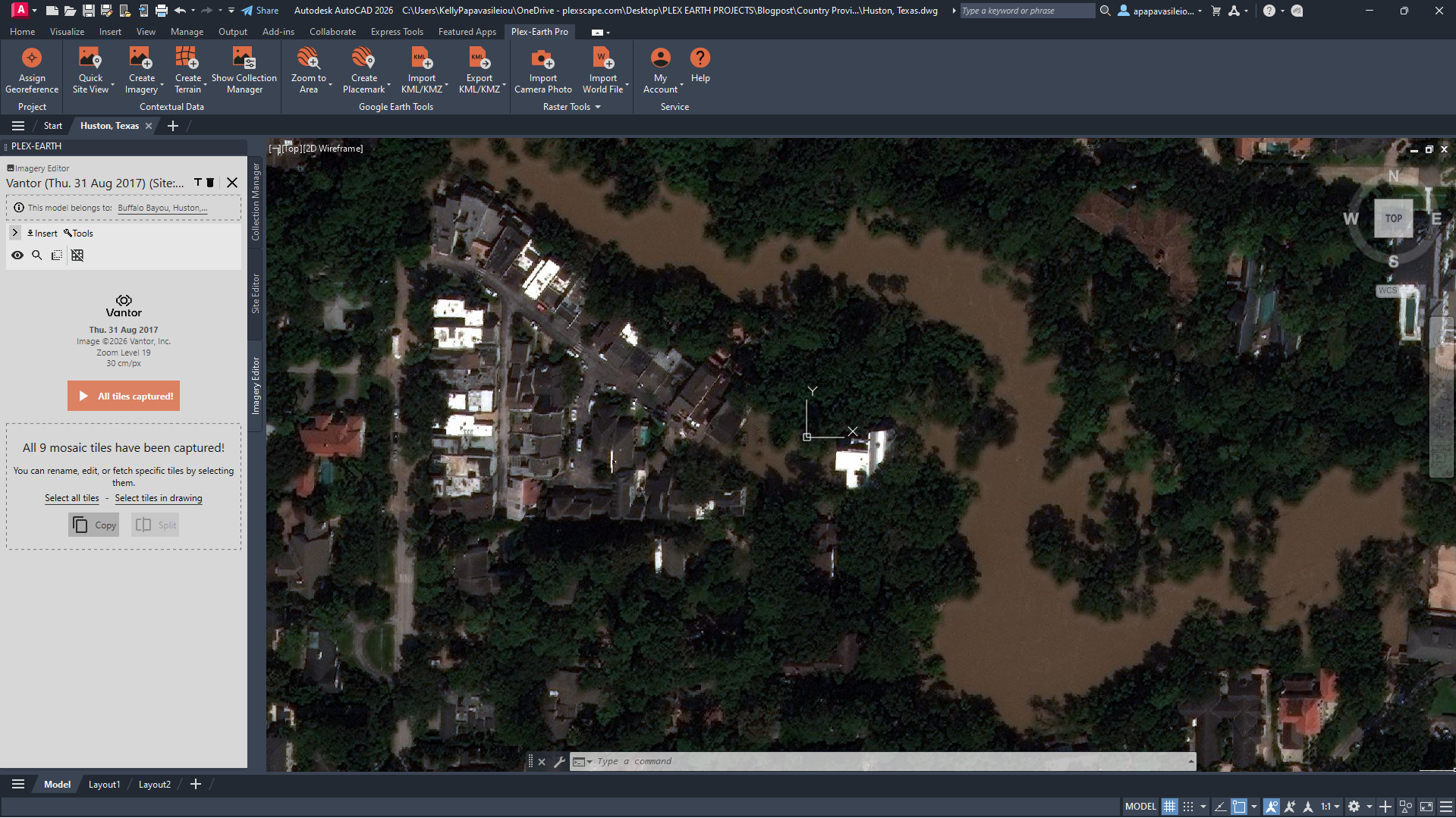 Imagery mosaic of Vantor in CAD