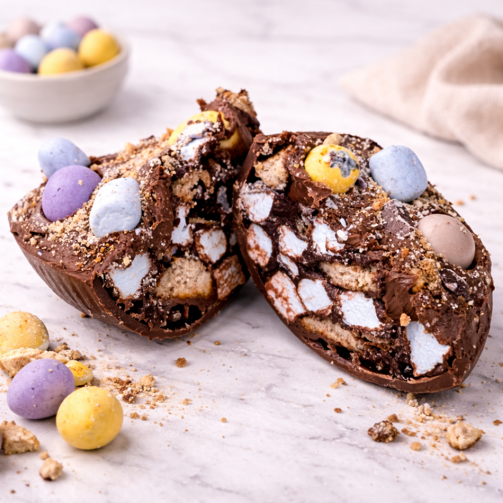 Rocky Road Milk Chocolate Easter Egg Half (1)