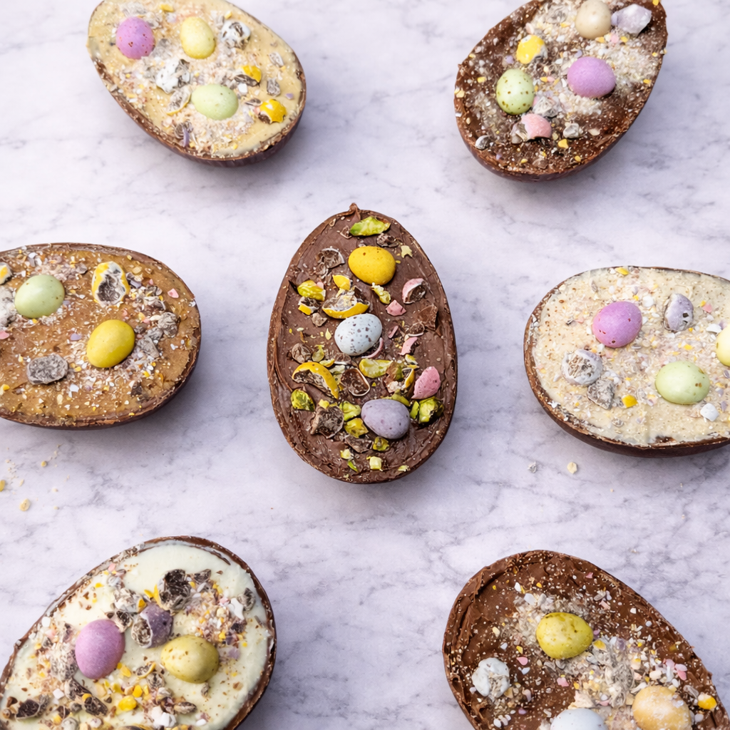 Dubai inspired Pistachio Easter egg Half with Brownie or Blondie (1)