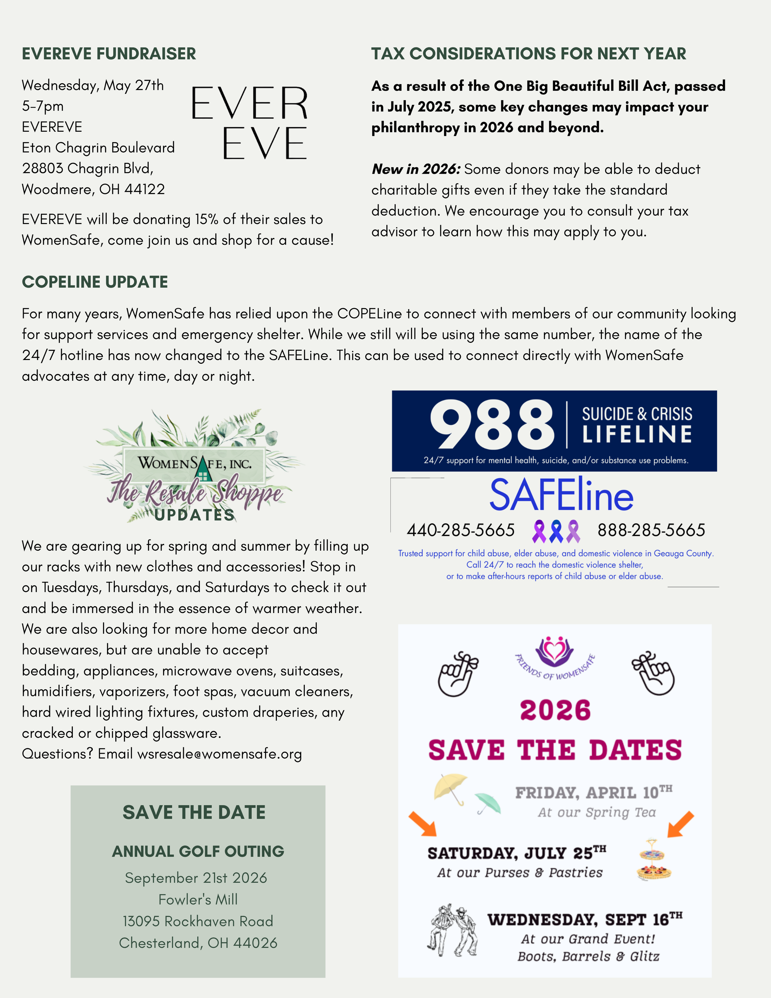 Newsletter — WomenSafe, Inc.