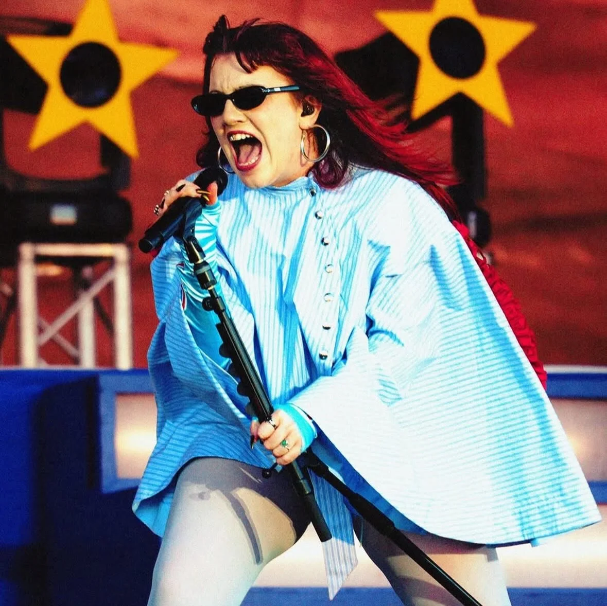 Last weekend, CMAT performed on the Main Stage at BBC Radio 1&rsquo;s Big Weekend 2026 in custom Damson Madder. 

Styling by @katiemclr 
Photos by @_charsphotos_