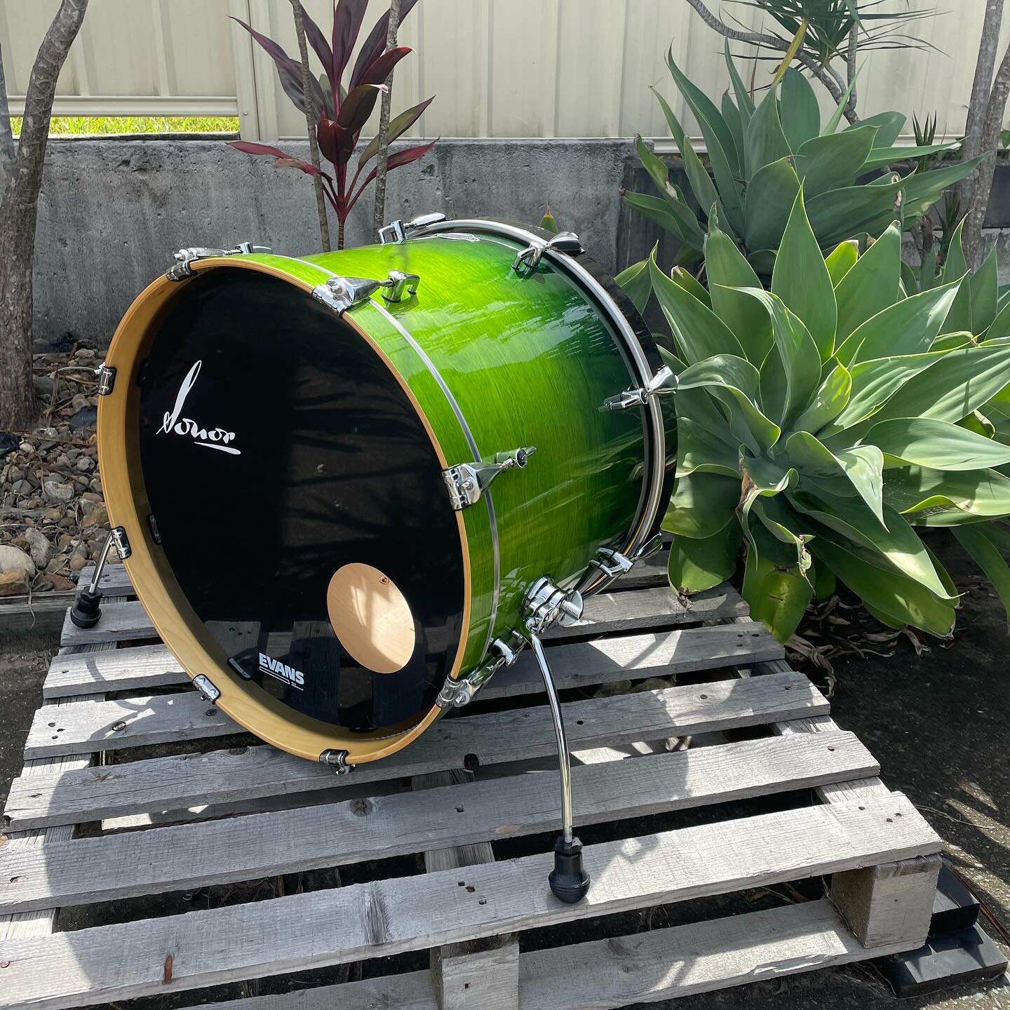 Sonor Essential Force 22&rdquo; x 20&rdquo; &gt; 22&rdquo; x 15&rdquo;. 
Day surgery for this bass drum to shorten it to a more practical size. Also cut in fresh 1/4&rdquo; roundover outer bearing edges on both ends along with inner 45&deg;&rsquo;s. 