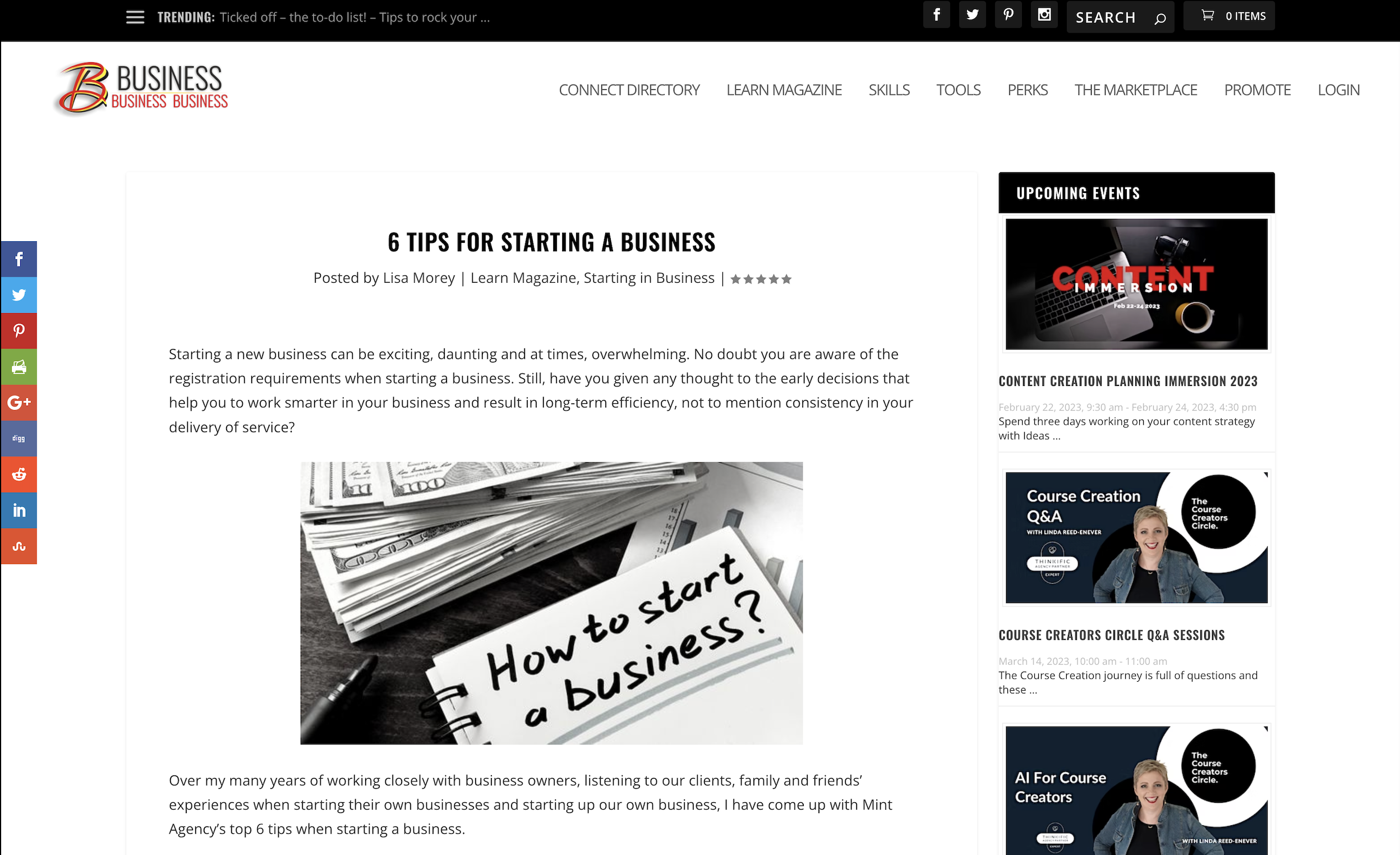 6 tips for starting a business.