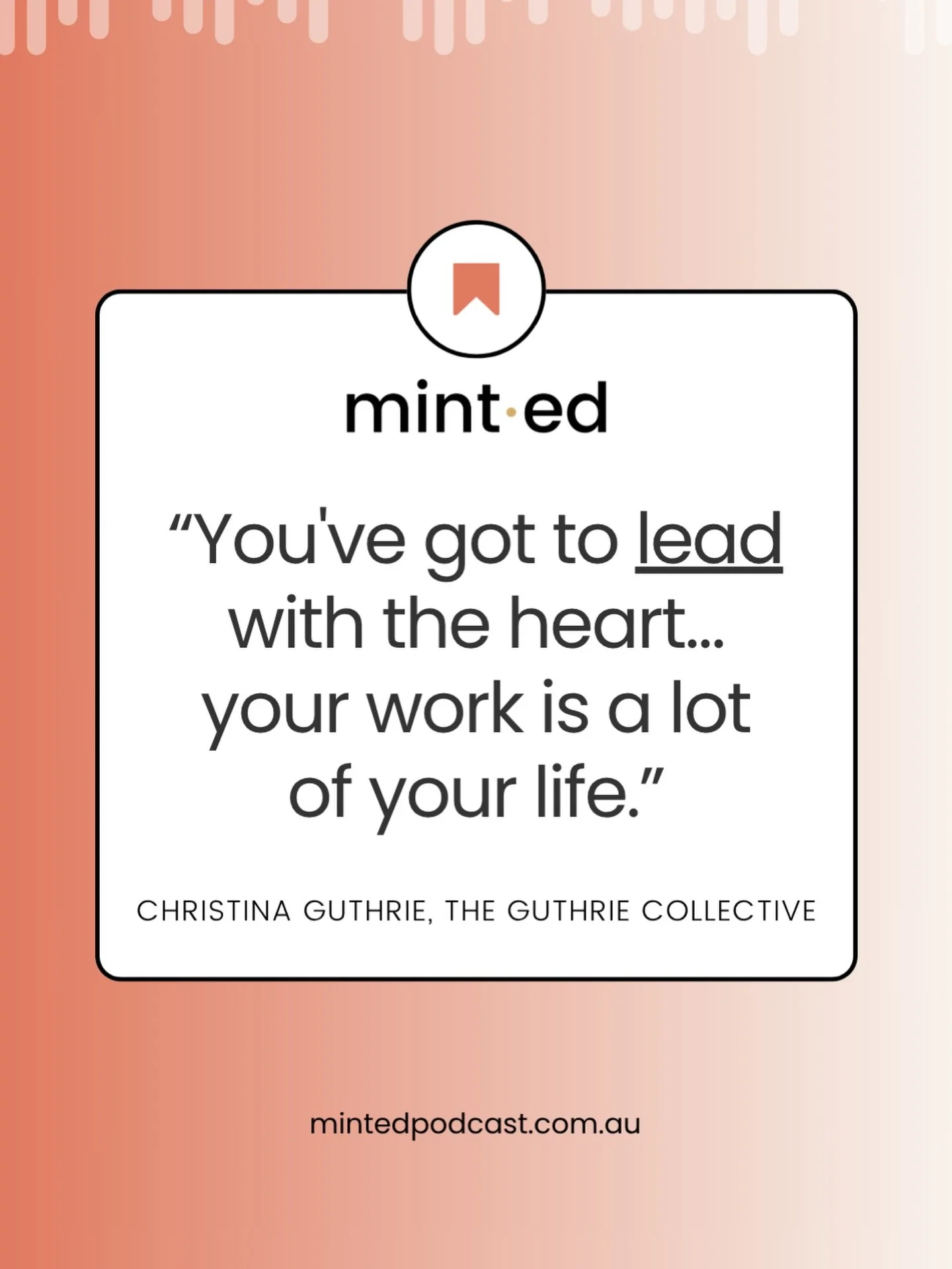 &ldquo;You&rsquo;ve got to lead with the heart&hellip; your work is a lot of your life.&rdquo;

In our latest episode of 𝙢𝙞𝙣𝙩.𝙚𝙙, Christina Guthrie (The Guthrie Collective) reminds us that business isn&rsquo;t just about systems and strategy, i