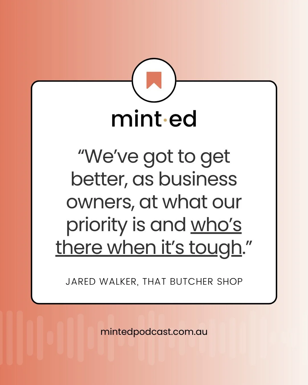 &ldquo;We&rsquo;ve got to get better, as business owners, at what our priority is and who&rsquo;s there when it&rsquo;s tough.&rdquo; 

In our latest episode of 𝙢𝙞𝙣𝙩.𝙚𝙙, Jared Walker (@thatbutchershop) shared how his life priorities changed fol