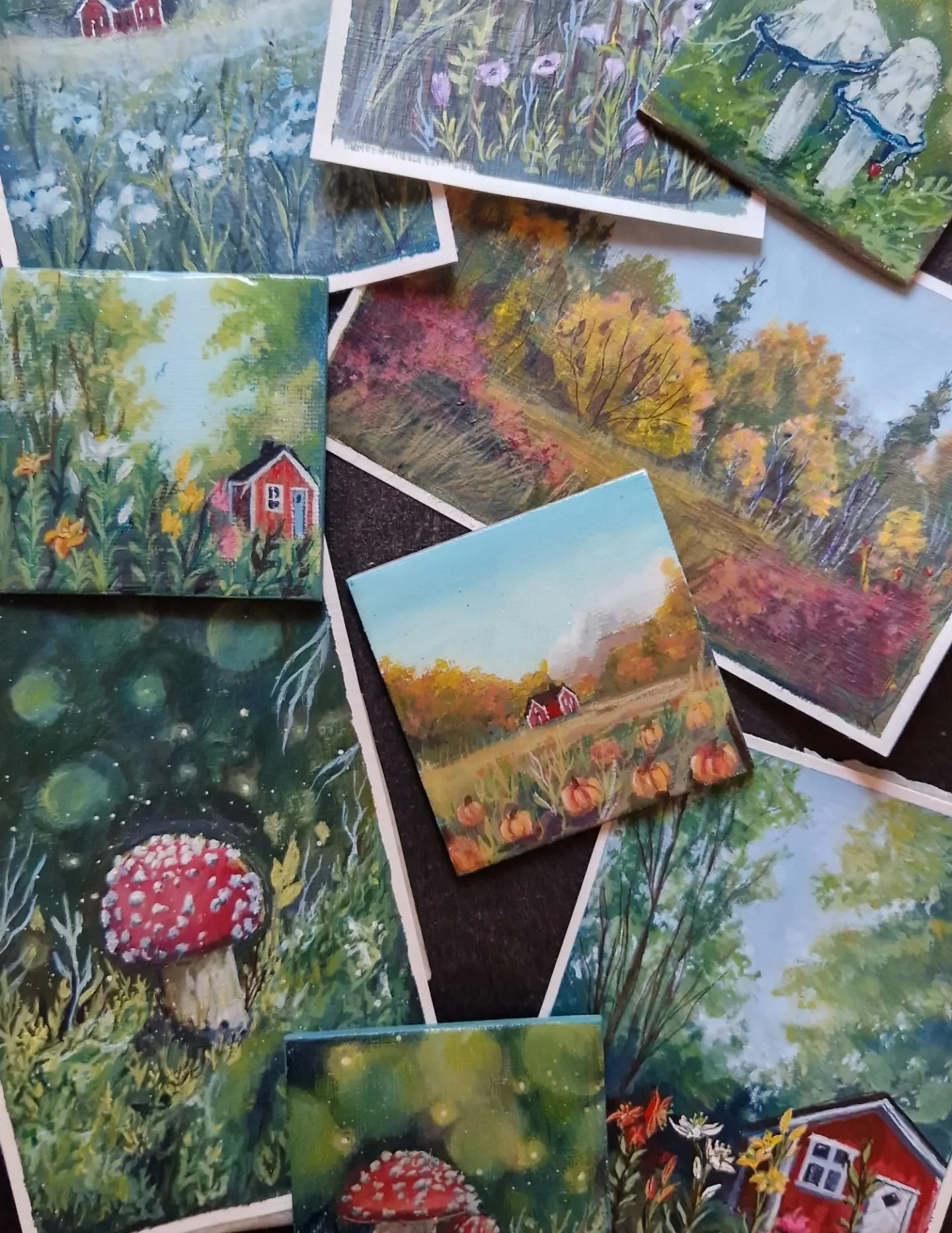 My tiny collection of paintings and ... magnets are now live on my website! ✨️🥳 (Note: they won't be available on Et$y until Sunday!)

After the summer I got thrown straight into Christmas prep, I have been so surprised by how early the orders have 