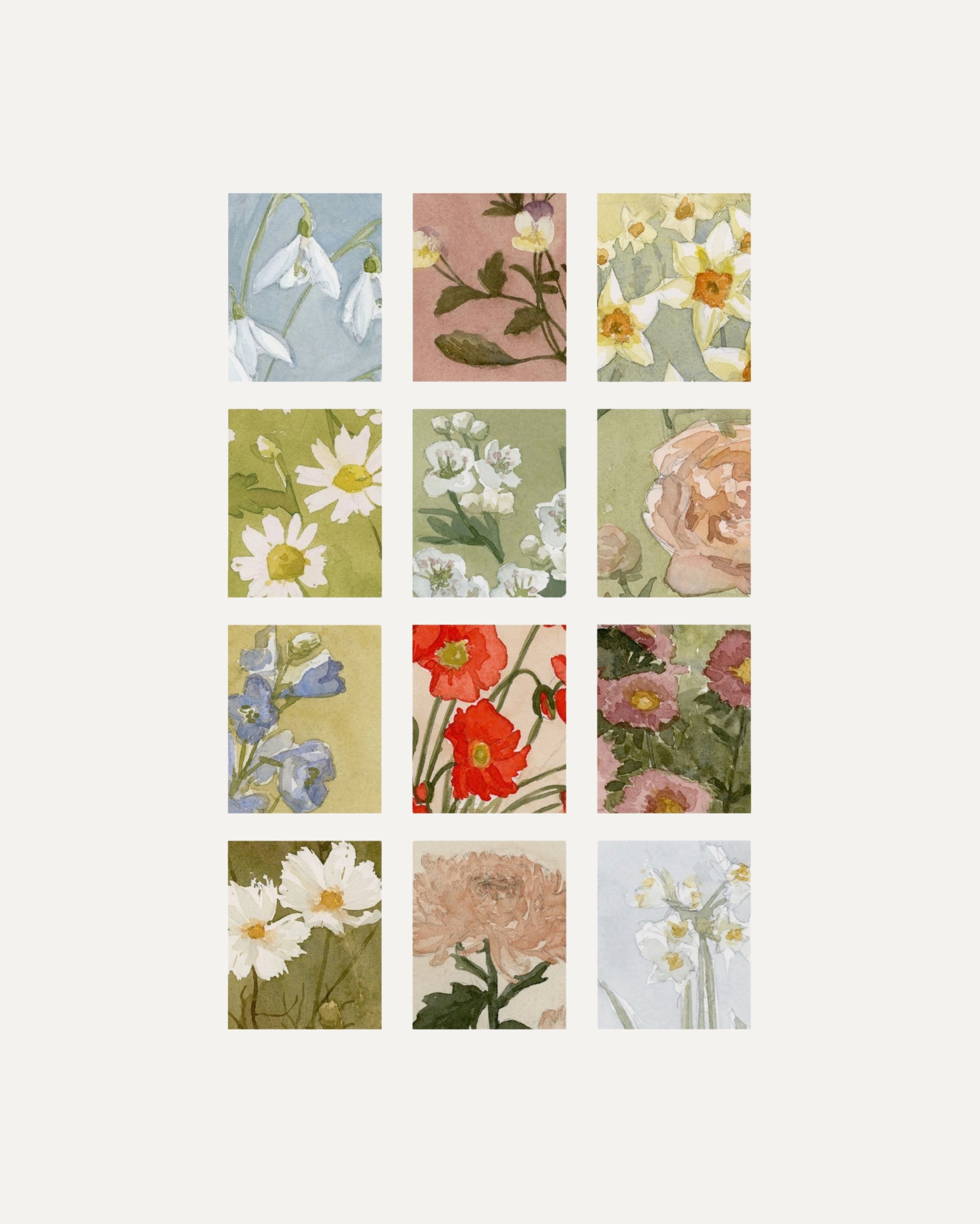 Thumbnails of the 2027 Calendar through the seasons 💫 As much as I love to stay neutral, it wouldn&rsquo;t truly be my color palette if it didn&rsquo;t include a whole lot of chartreuse and a pop of red! 

Do you have a favorite season? Here in Nort