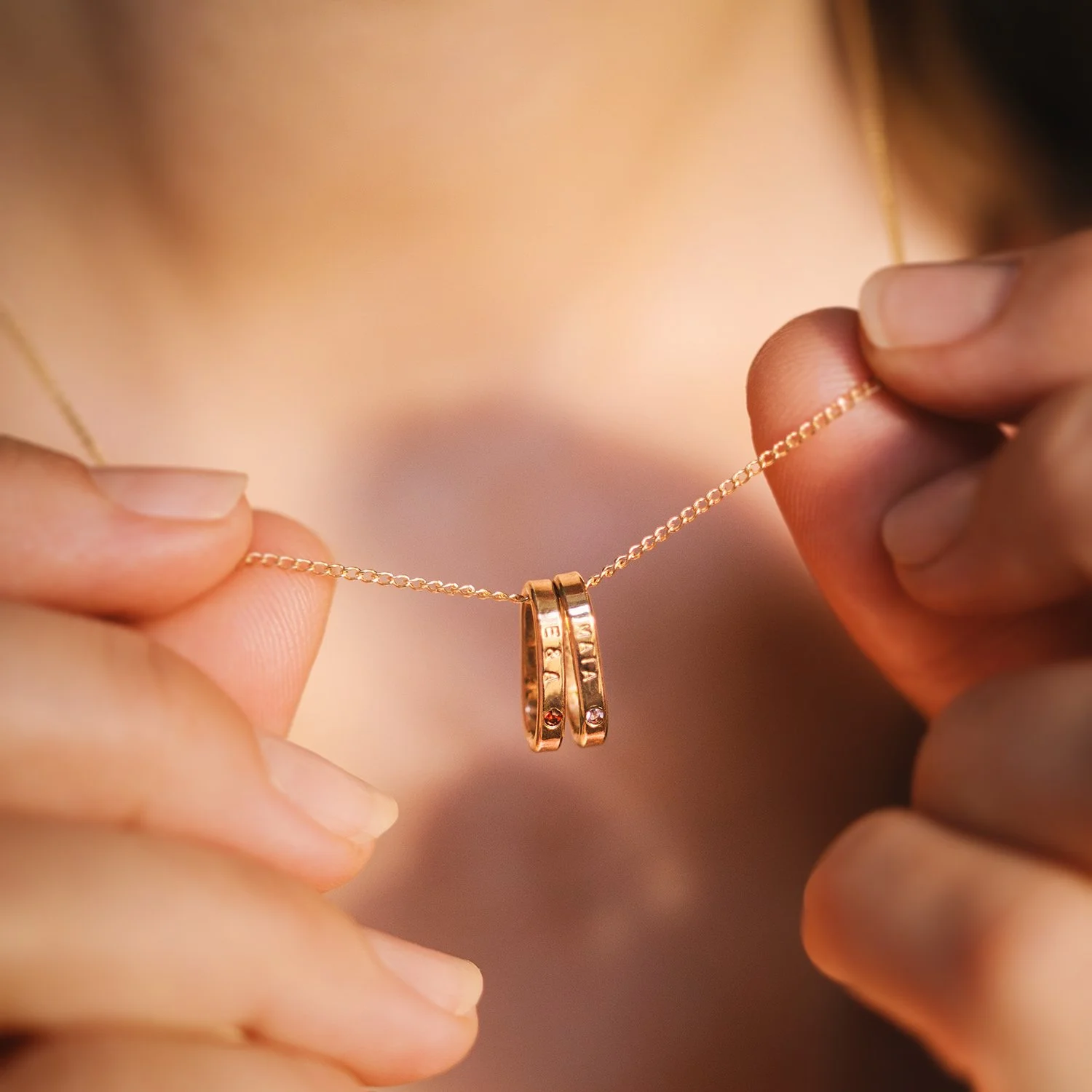 Birthstone Family Link Necklace - Model.jpg