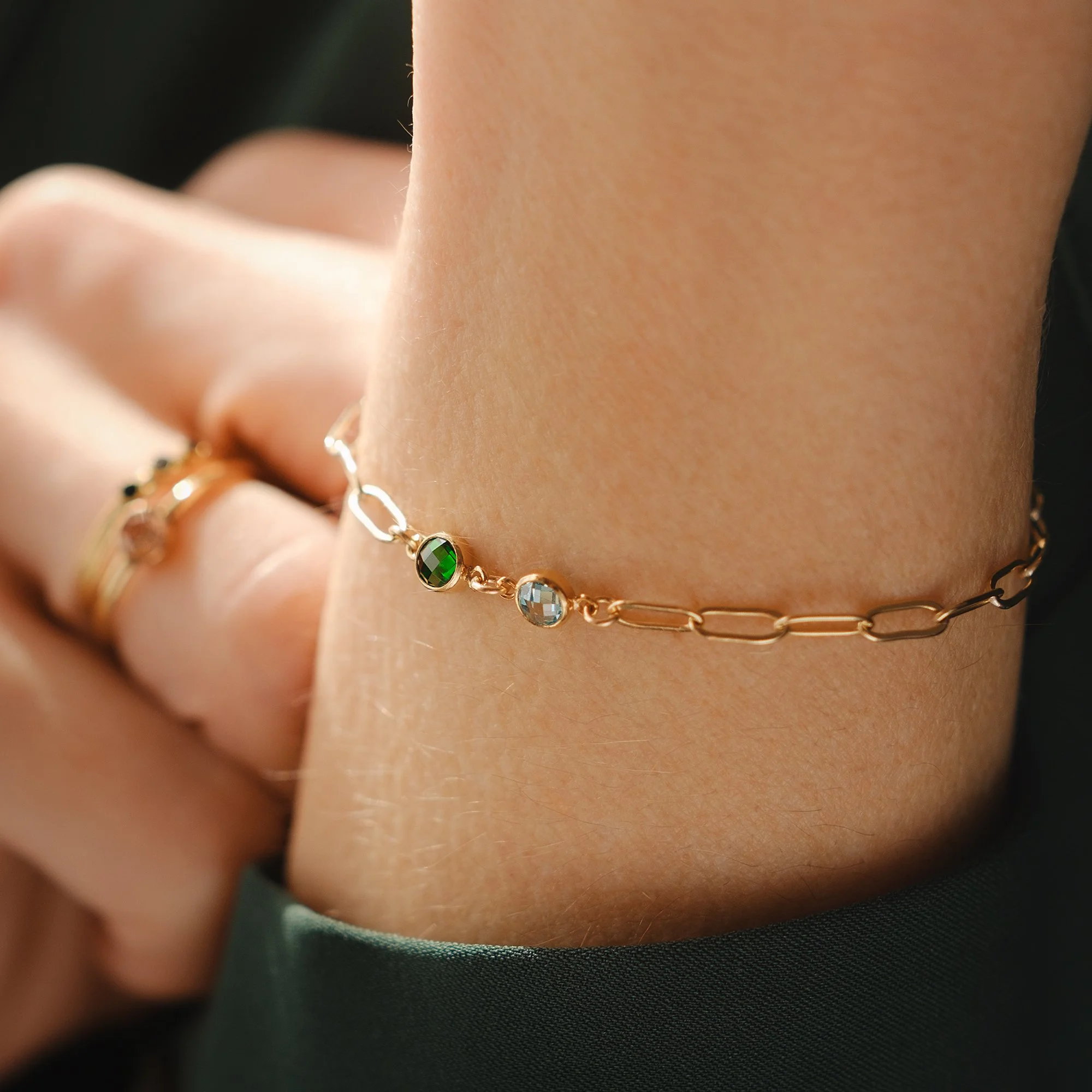 Birthstone Paperclip Bracelet Model.jpg