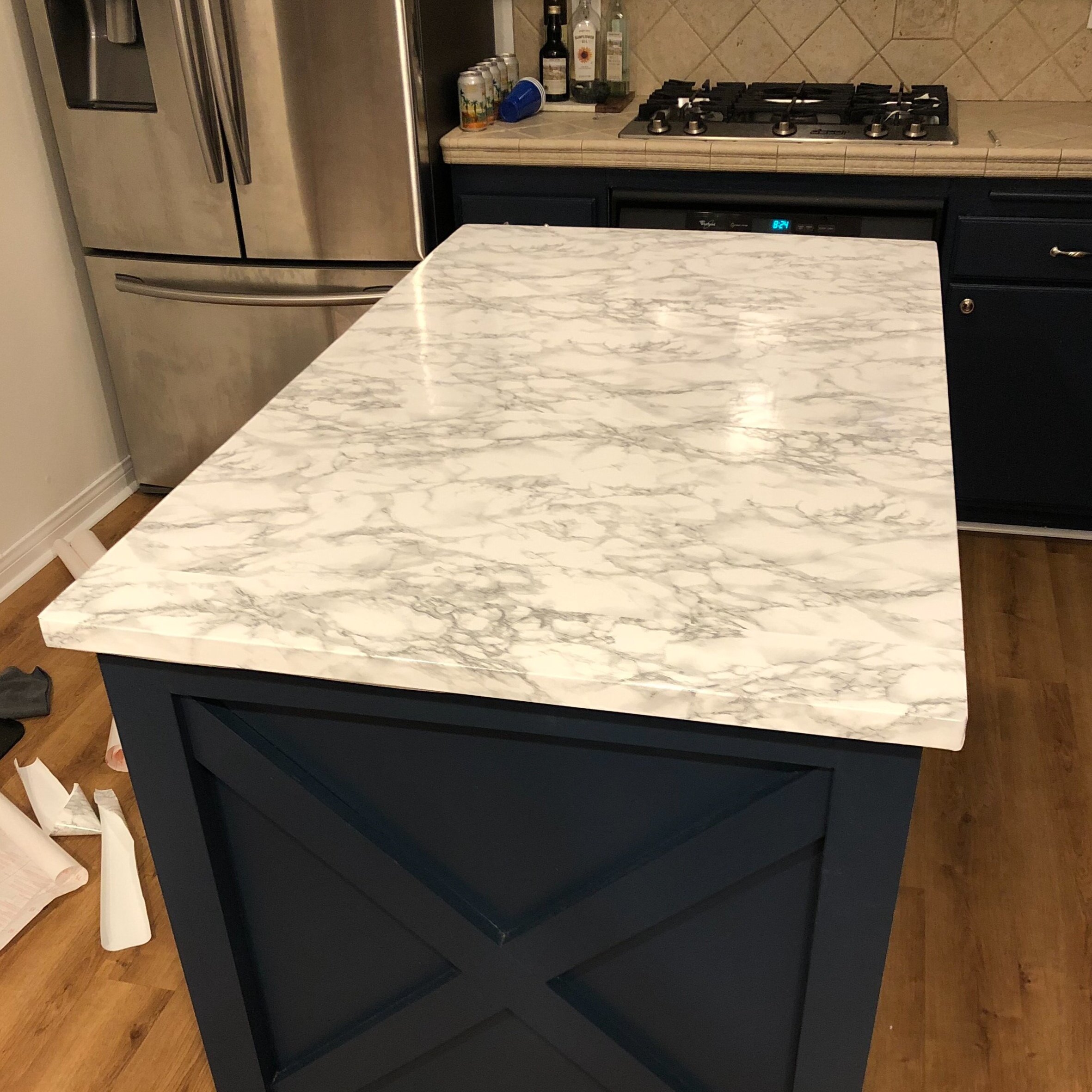House Update: Bathroom Vanity with Marble Contact Paper — THE