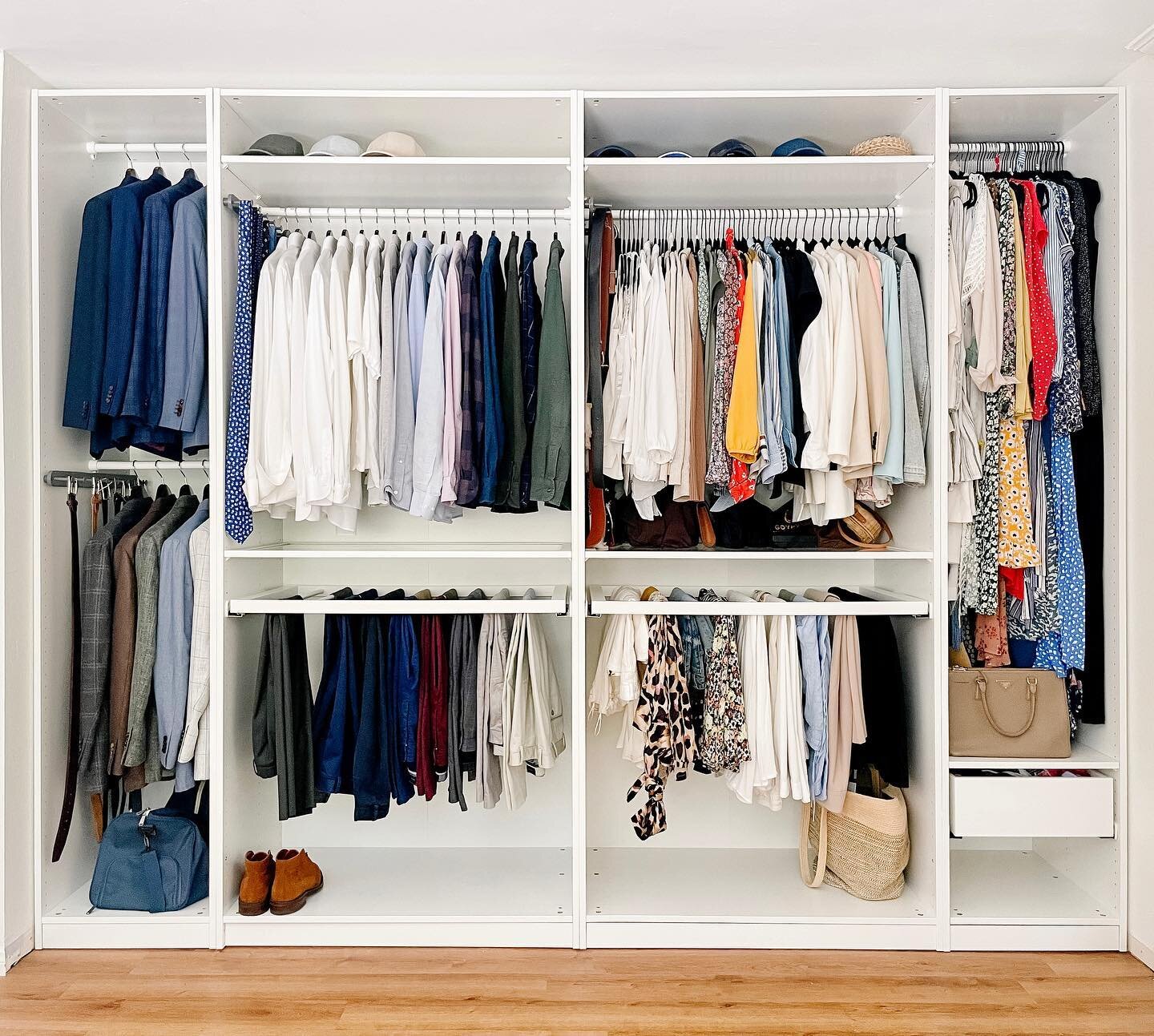 Our closet is [nearly] finished! 

No more fluffy stained carpet, mirrored doors that stick and disorganized mess🙌🏼 

We are waiting for a few final drawers and still need to install the doors - though I almost want to leave the doors off bc it&rsq