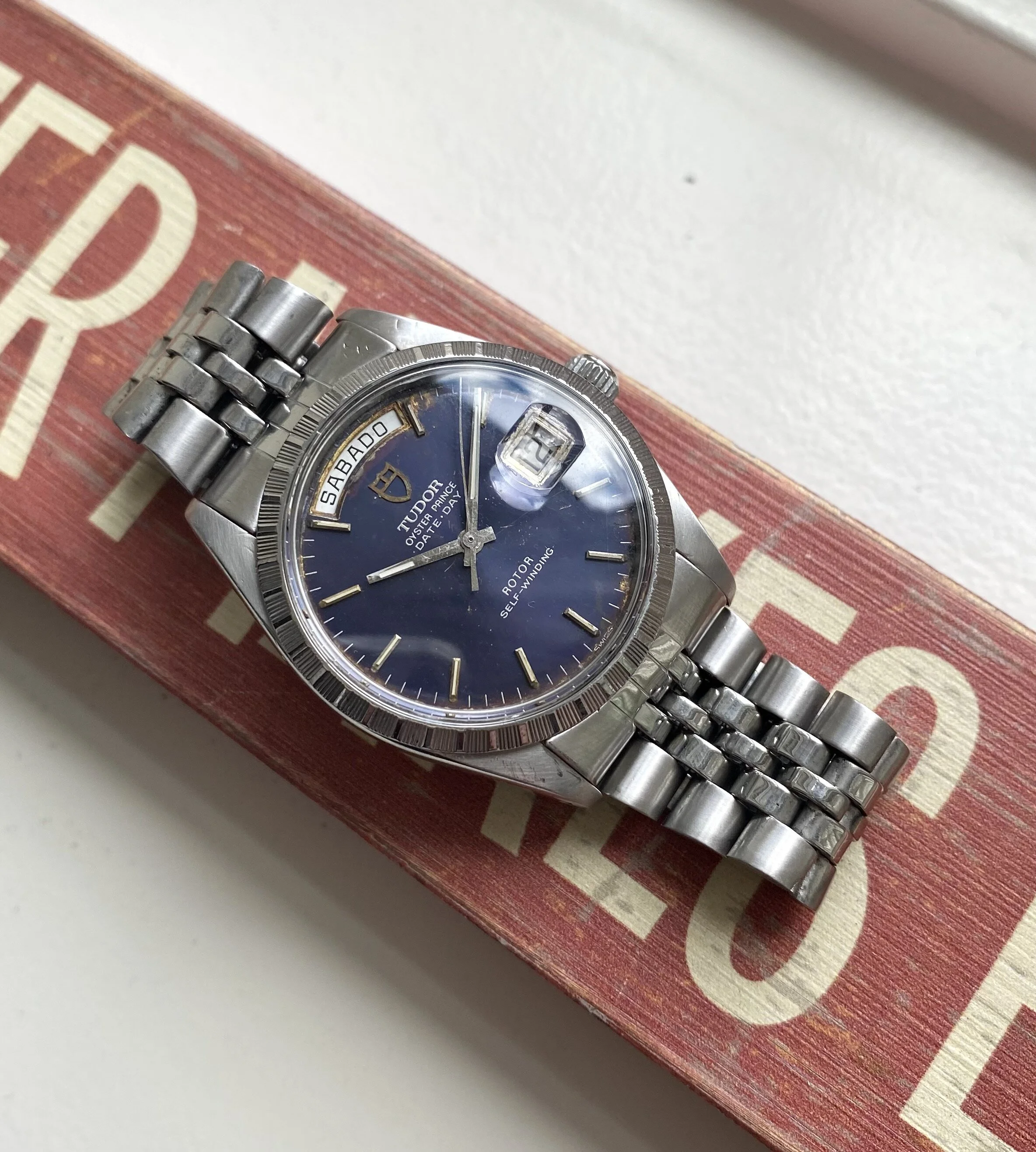 tudor date day blue dial