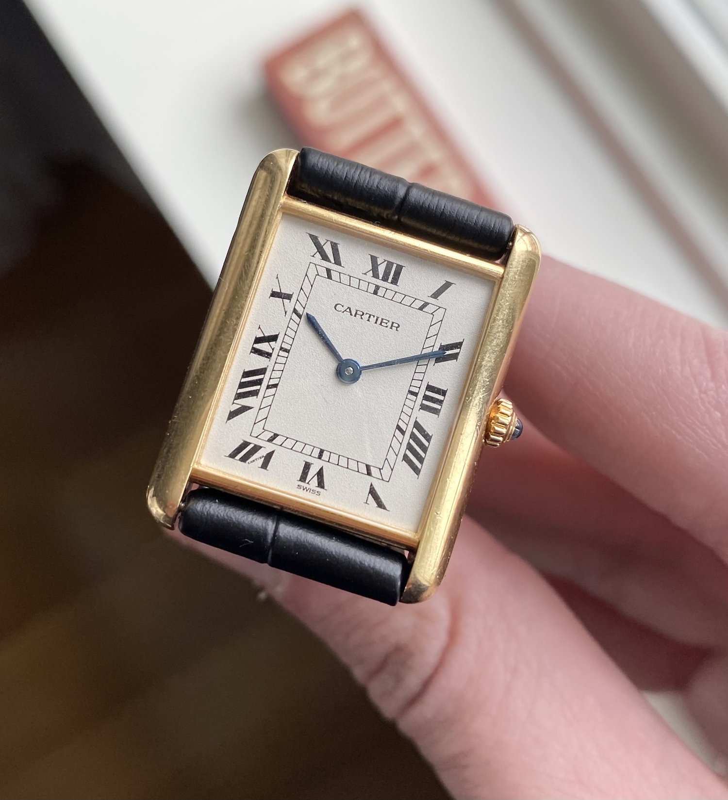 in the market for a gold tank louis cartier. struggling with what size to  get…(they didn't have gold in the larger size, stainless steel for size  comparison!!) : r/Cartier
