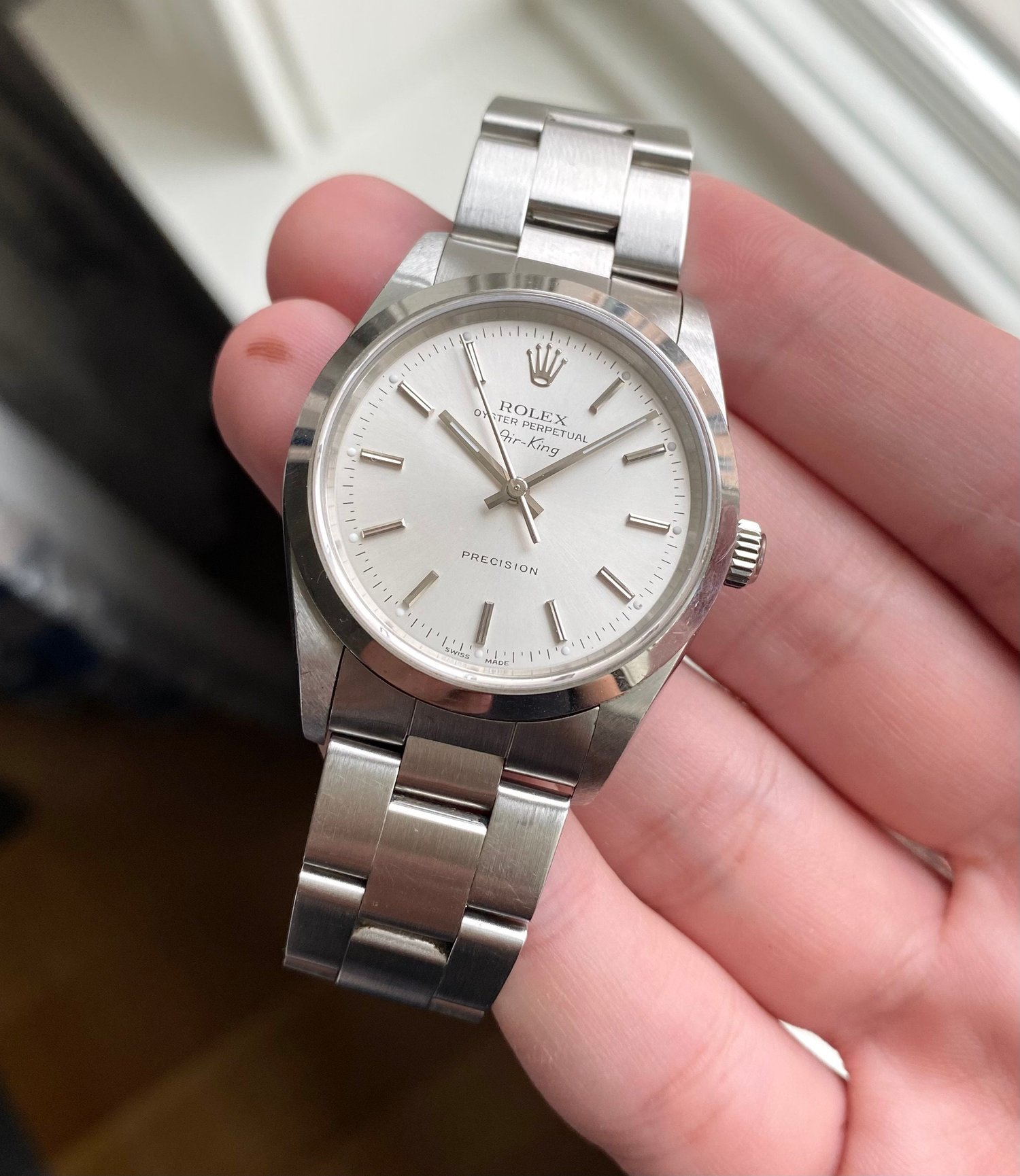 fordel Inspicere fangst Rolex Air-King OP Silver Dial Automatic Ref 14000 w/ Papers Watch — Danny's  Vintage Watches