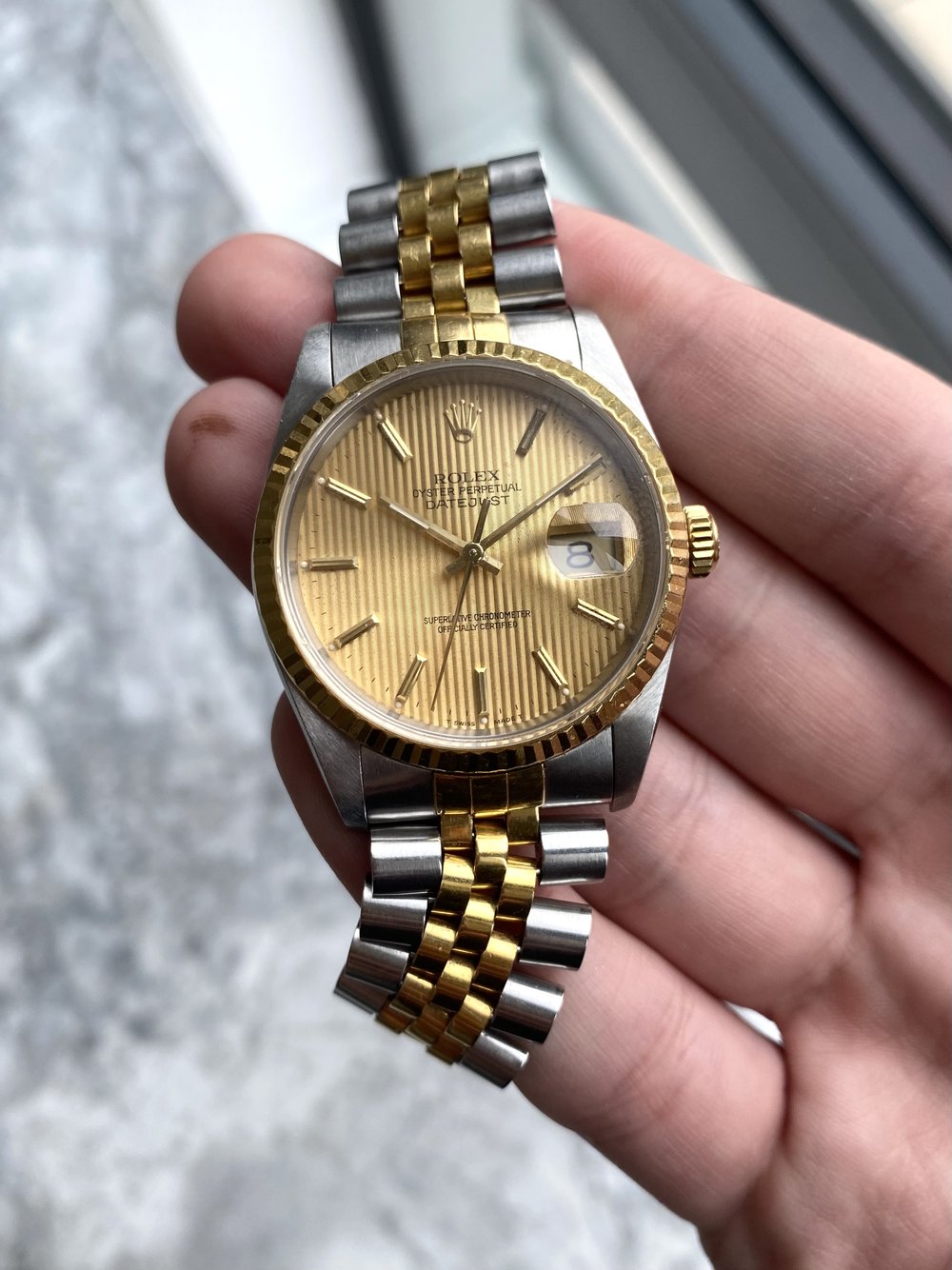 Rolex Datejust 16233 Tapestry Dial - Box and Papers. — Danny's Vintage  Watches