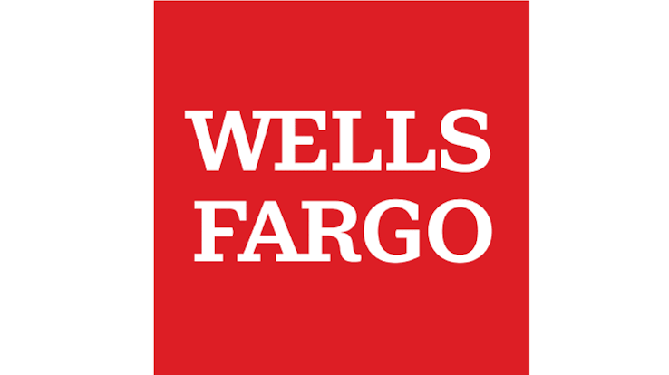 Wells Fargo logo with red background and white text.