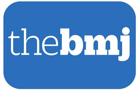 The logo of the BMJ, a medical journal publisher, with white text on a blue background.