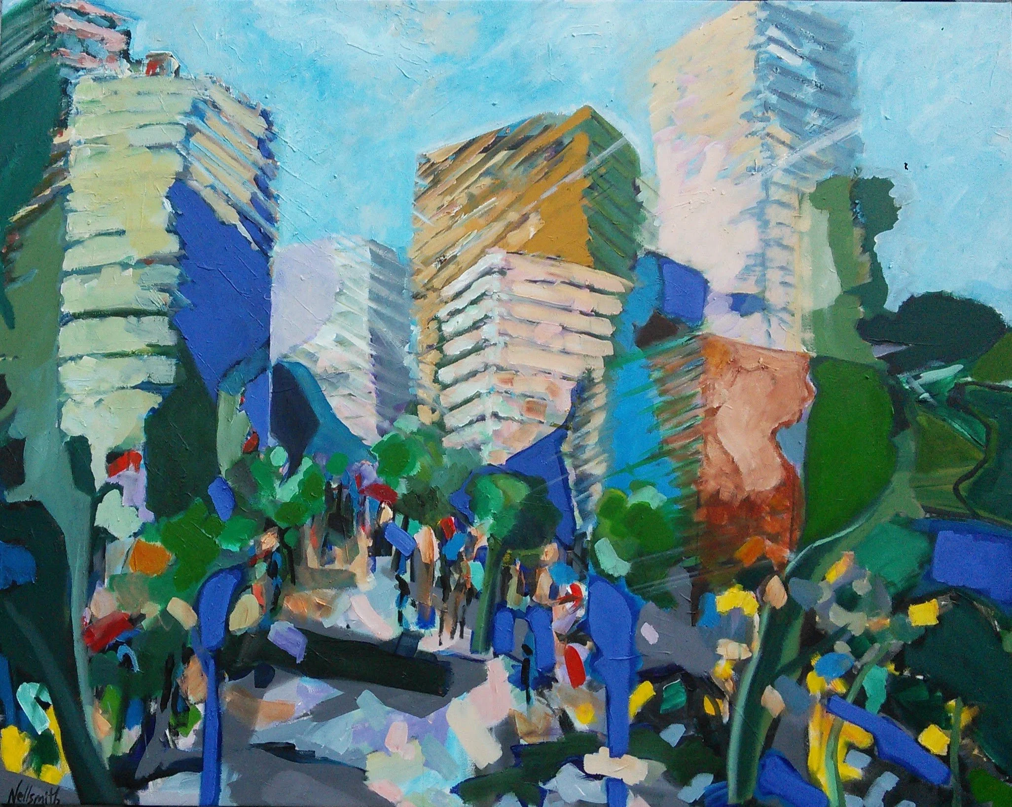 City and Park acrylic on canvas 44 X 56