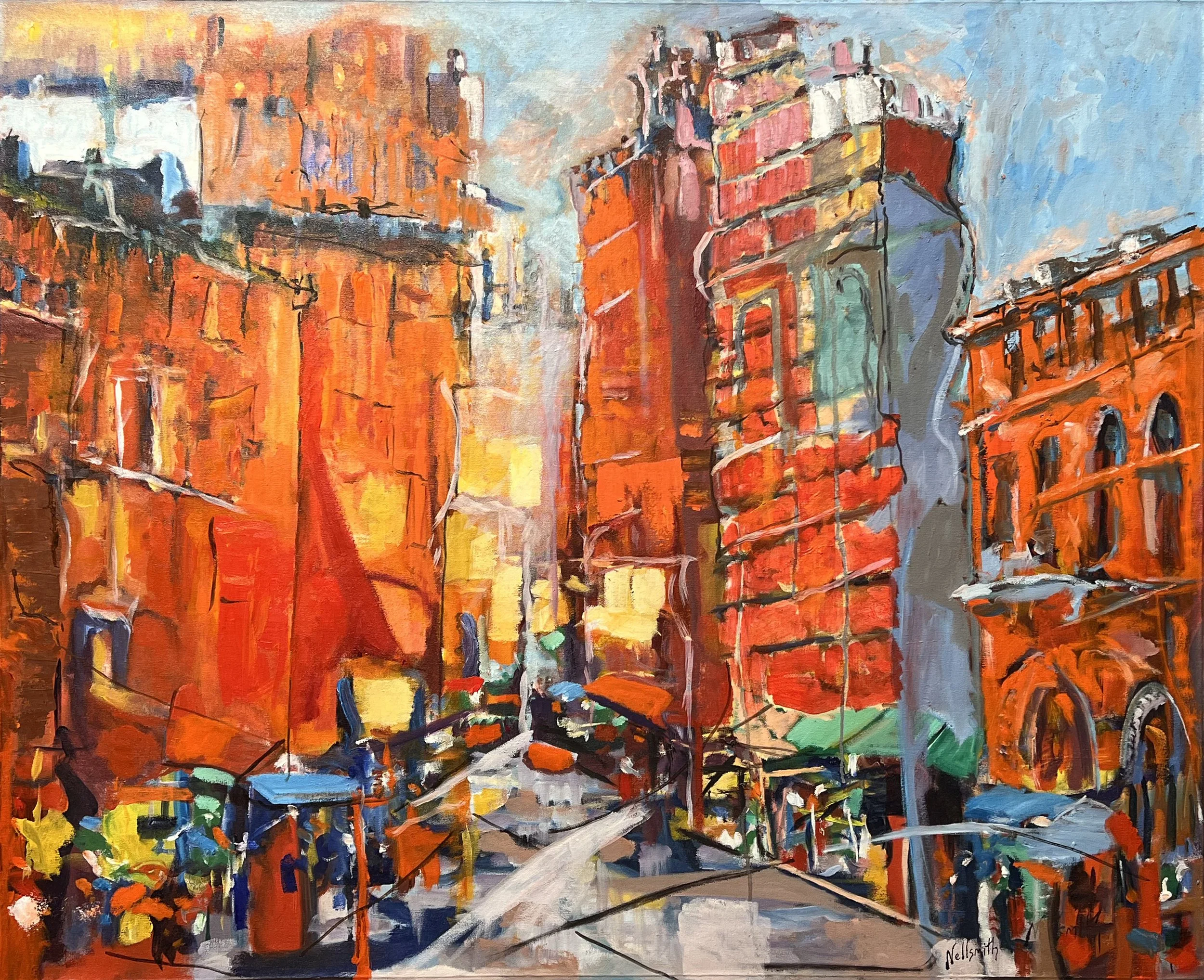 American Architectonic oil on canvas 40 X 48