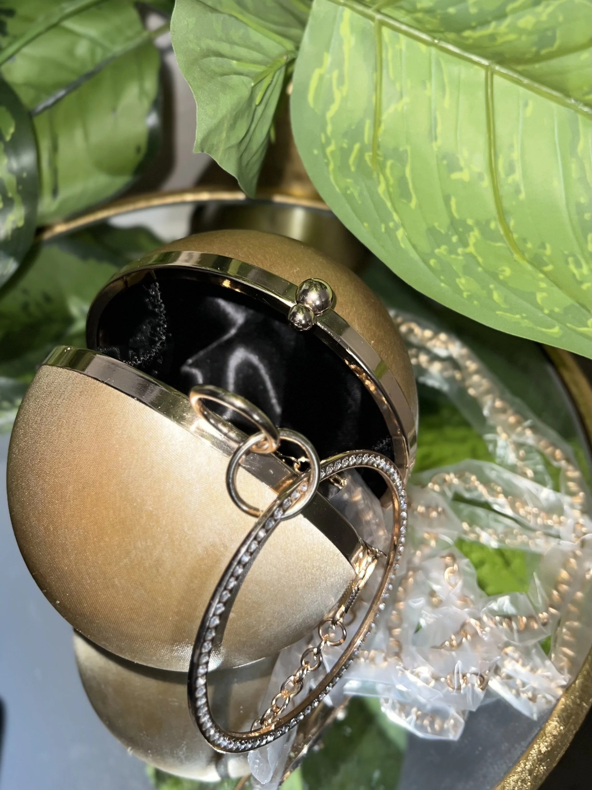 Gold Rhinestone Ball Purse