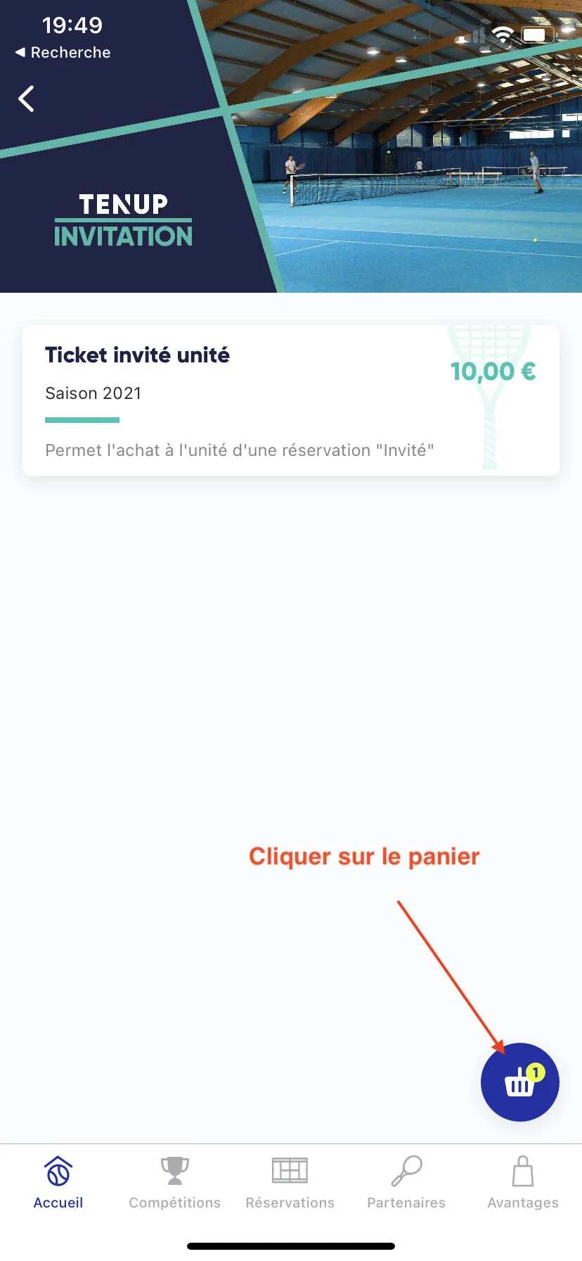 7 Cliquer sur le panier.