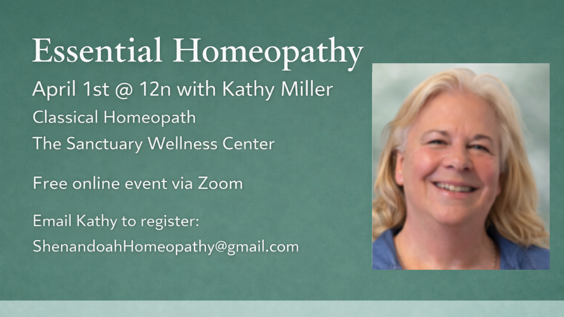 Essential Homeopathy with Kathy Miller via Zoom
