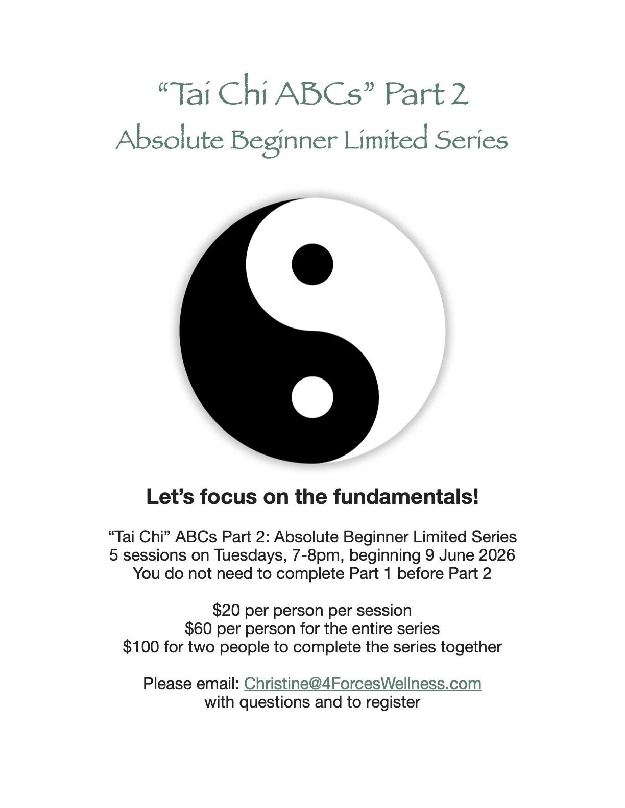 Tai Chi ABCs - Absolute Beginner Limited Series Part 2