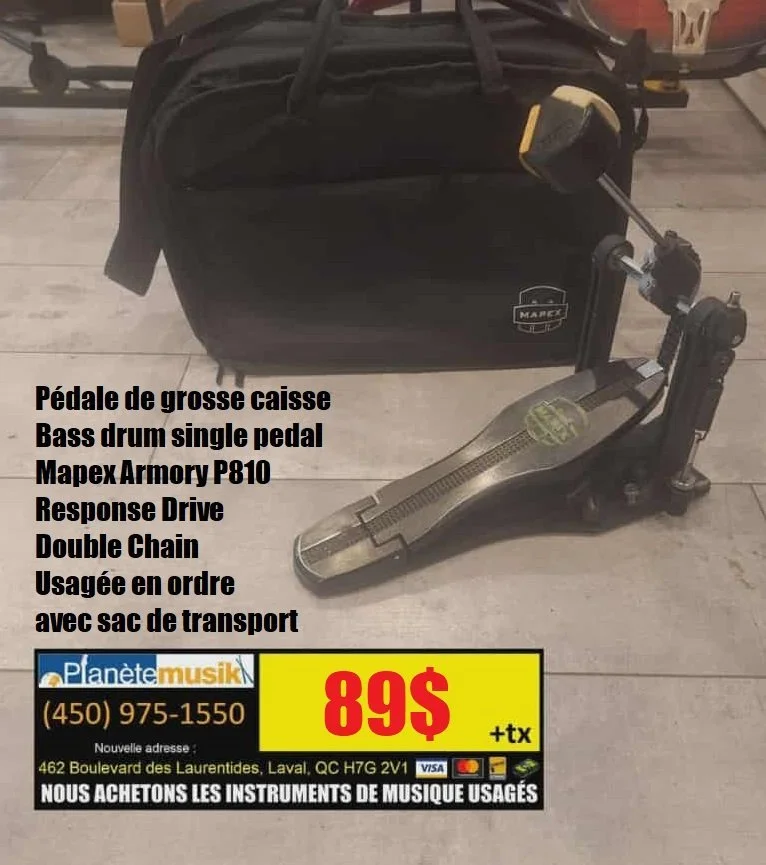 Pédale de grosse caisse Mapex Armory 'P810' Response Drive Double Chain Usagée en ordre
